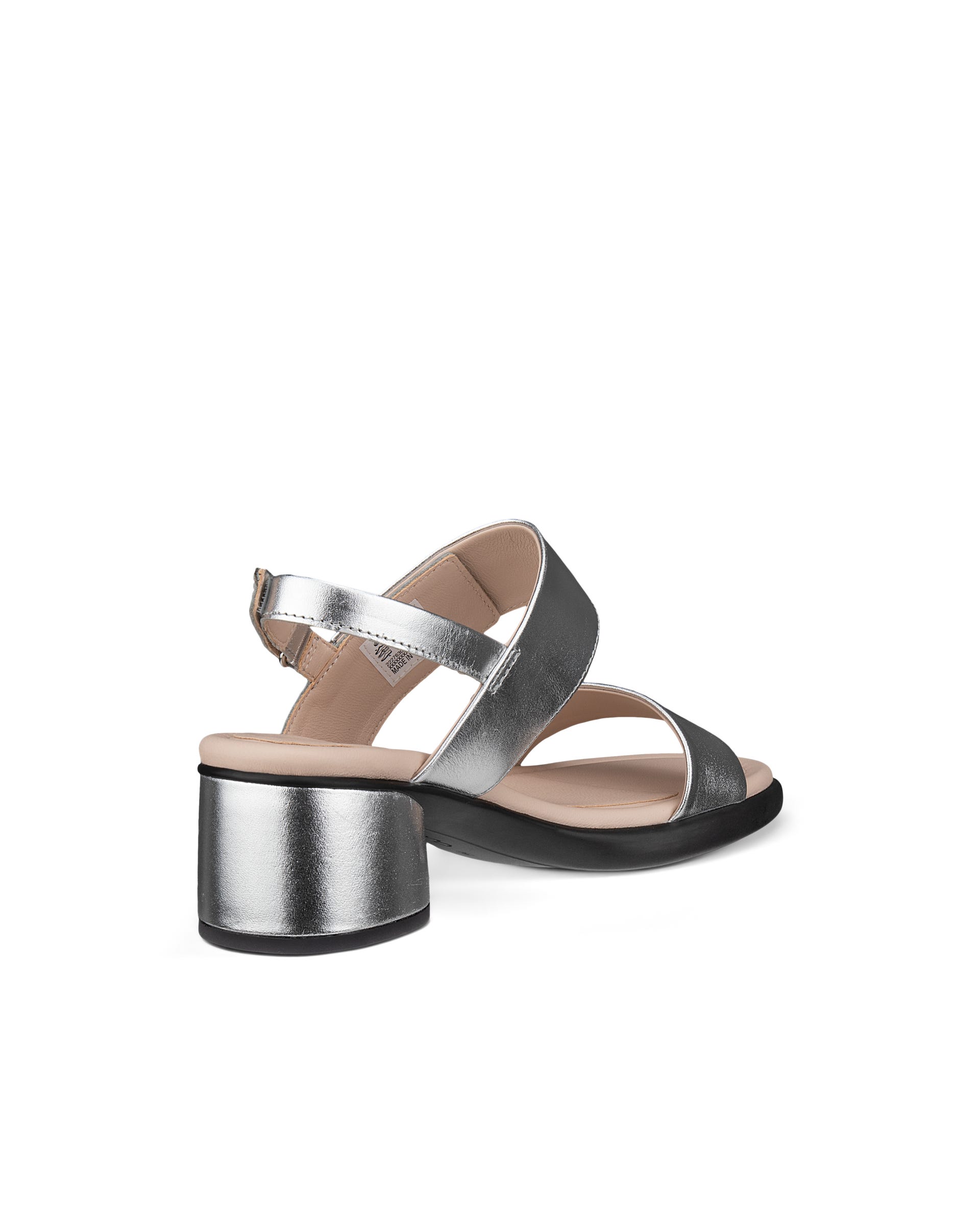 Women's ECCO® Sculpted Sandal LX 35 Leather Heeled Sandal - Silver - Back