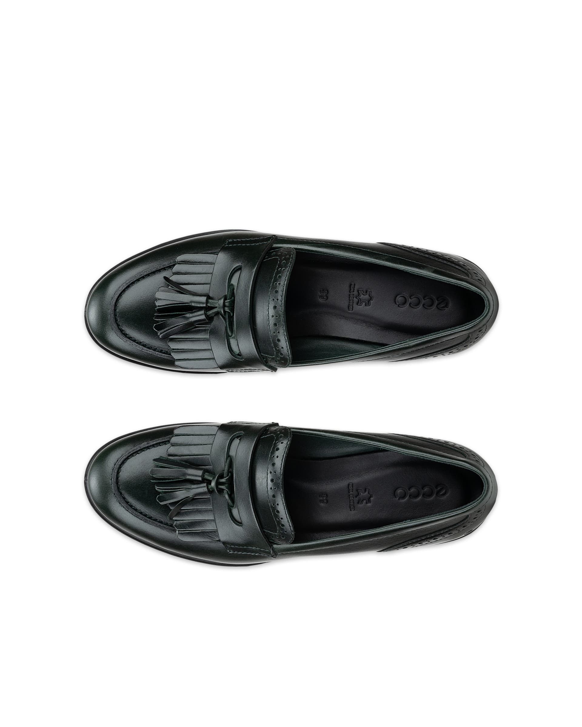 Women's ECCO® Dress Classic 15 Leather Loafer - Green - Top left pair
