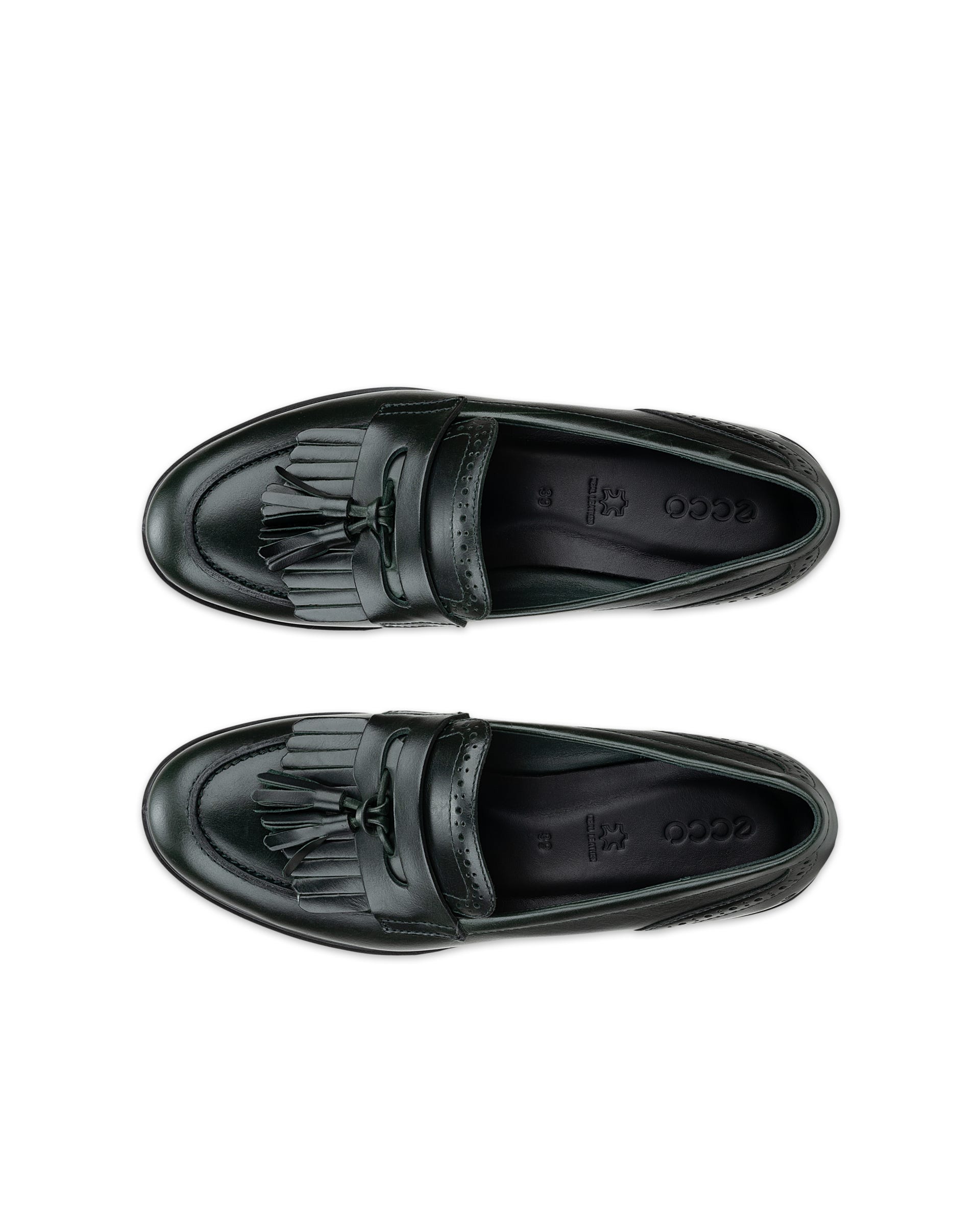 Women's ECCO® Dress Classic 15 Leather Loafer - Green - Top left pair