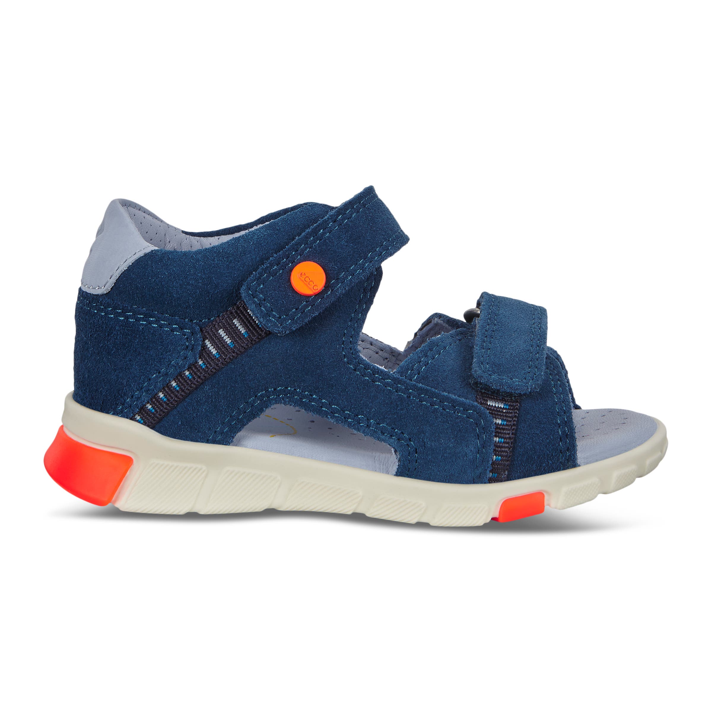Kids' ECCO® Mini Stride Suede Fisherman Sandal - Blue - Outside