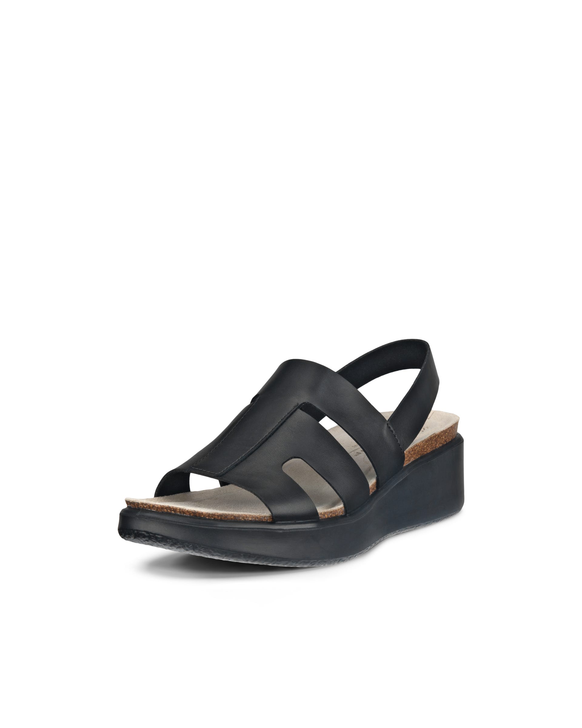 ECCO® Flowt Wedge Cork Skinnsandal med kilklack kork dam - Svart - Main