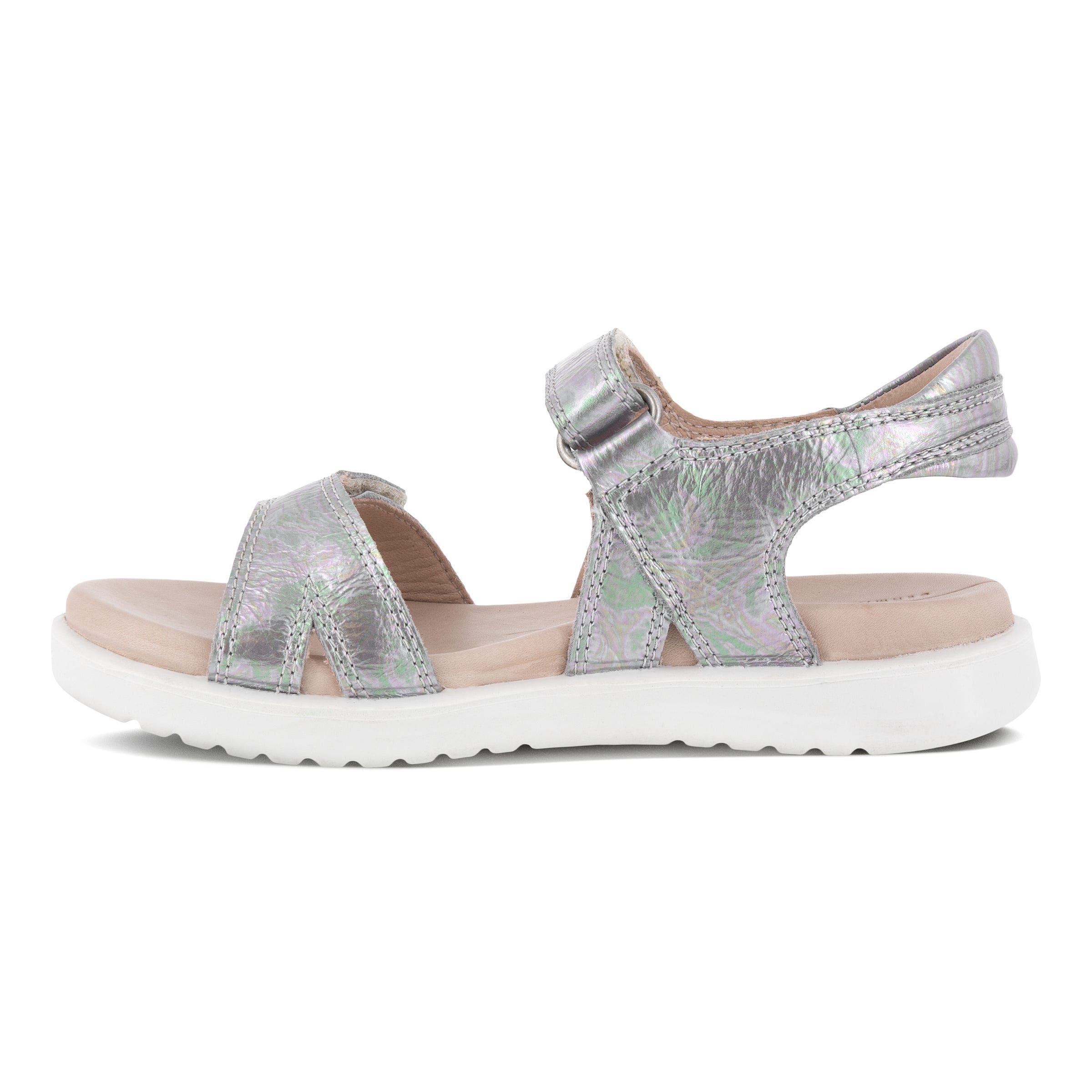 Kids' ECCO® Flora Leather Two Strap Sandal - Metallics - Inside