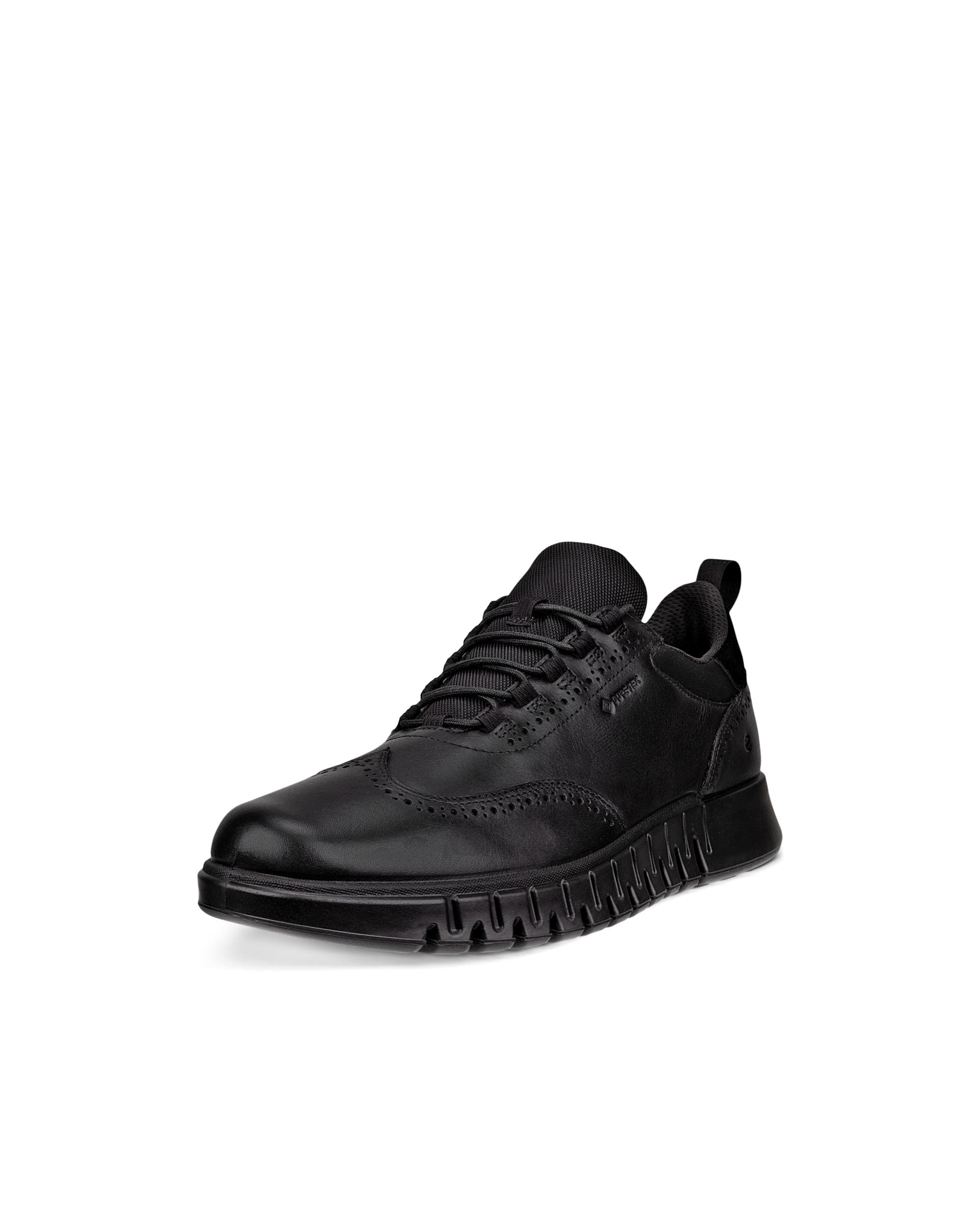 Men's ECCO® Gruuv Studio Leather Gore-Tex Hybrid Wingtip Derby Sneaker - Black - Main