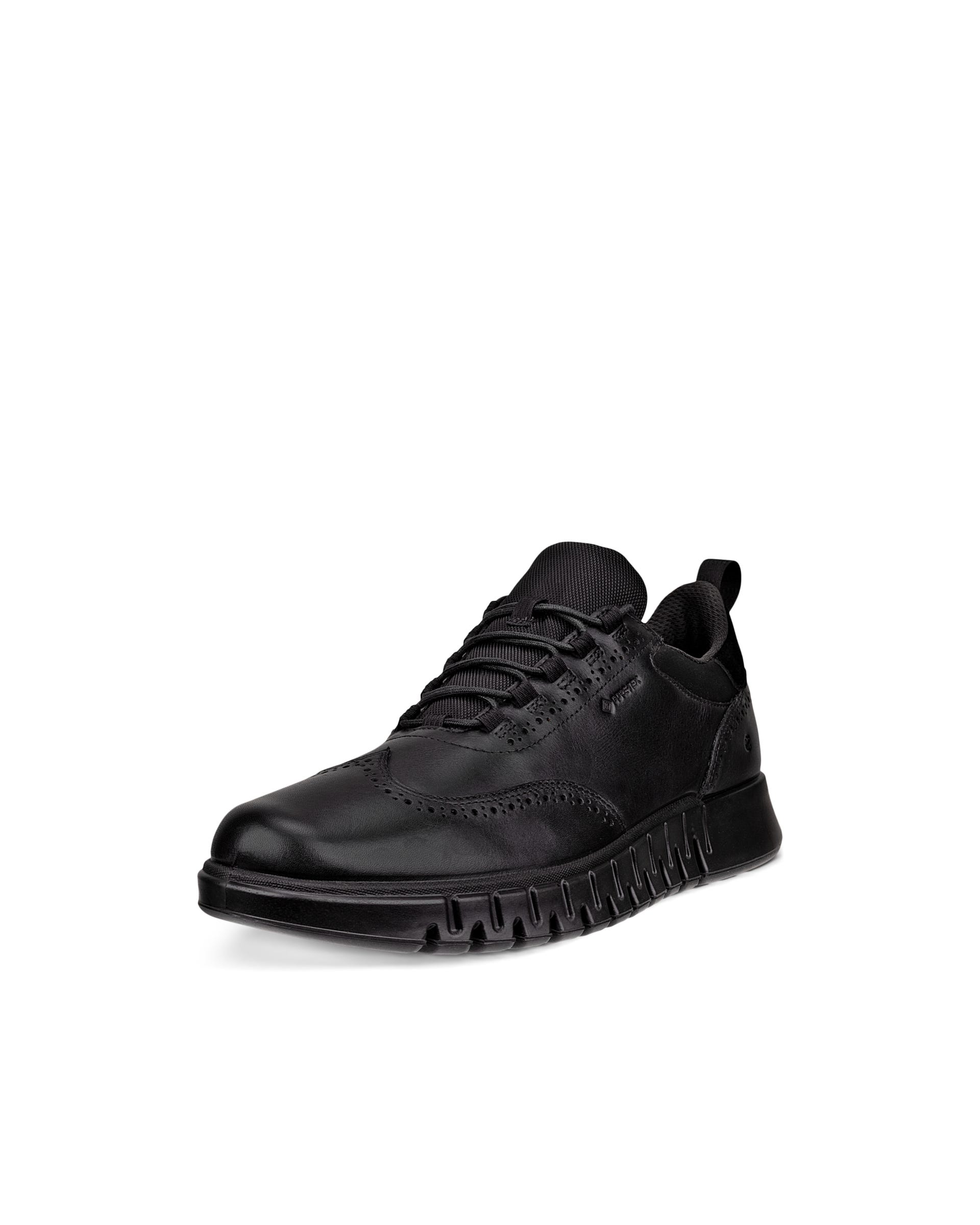 Men's ECCO® Gruuv Studio Leather Gore-Tex Hybrid Wingtip Derby Sneaker - Black - Main