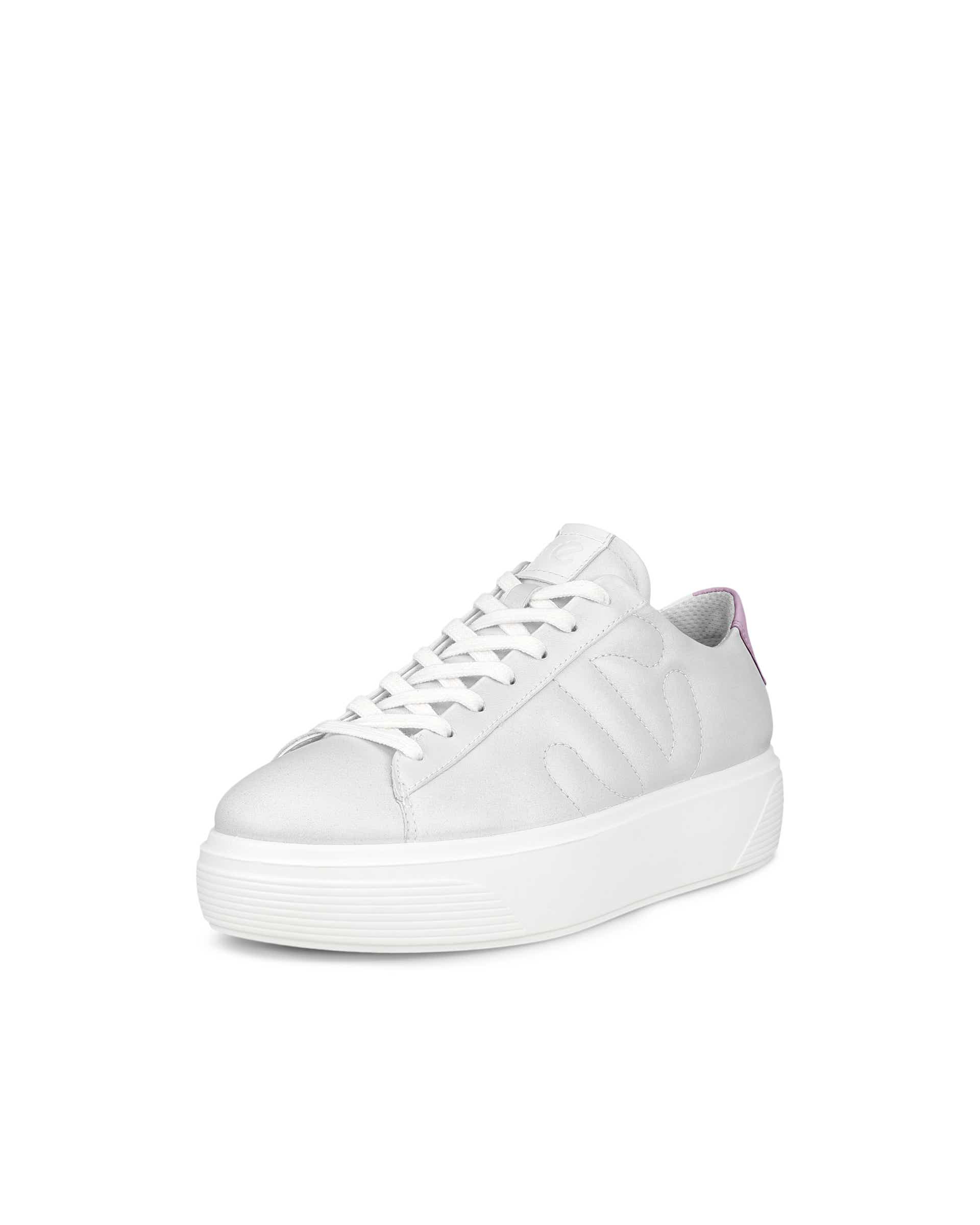 Women's ECCO® Street Platform Leather Platform Sneaker - White - Main