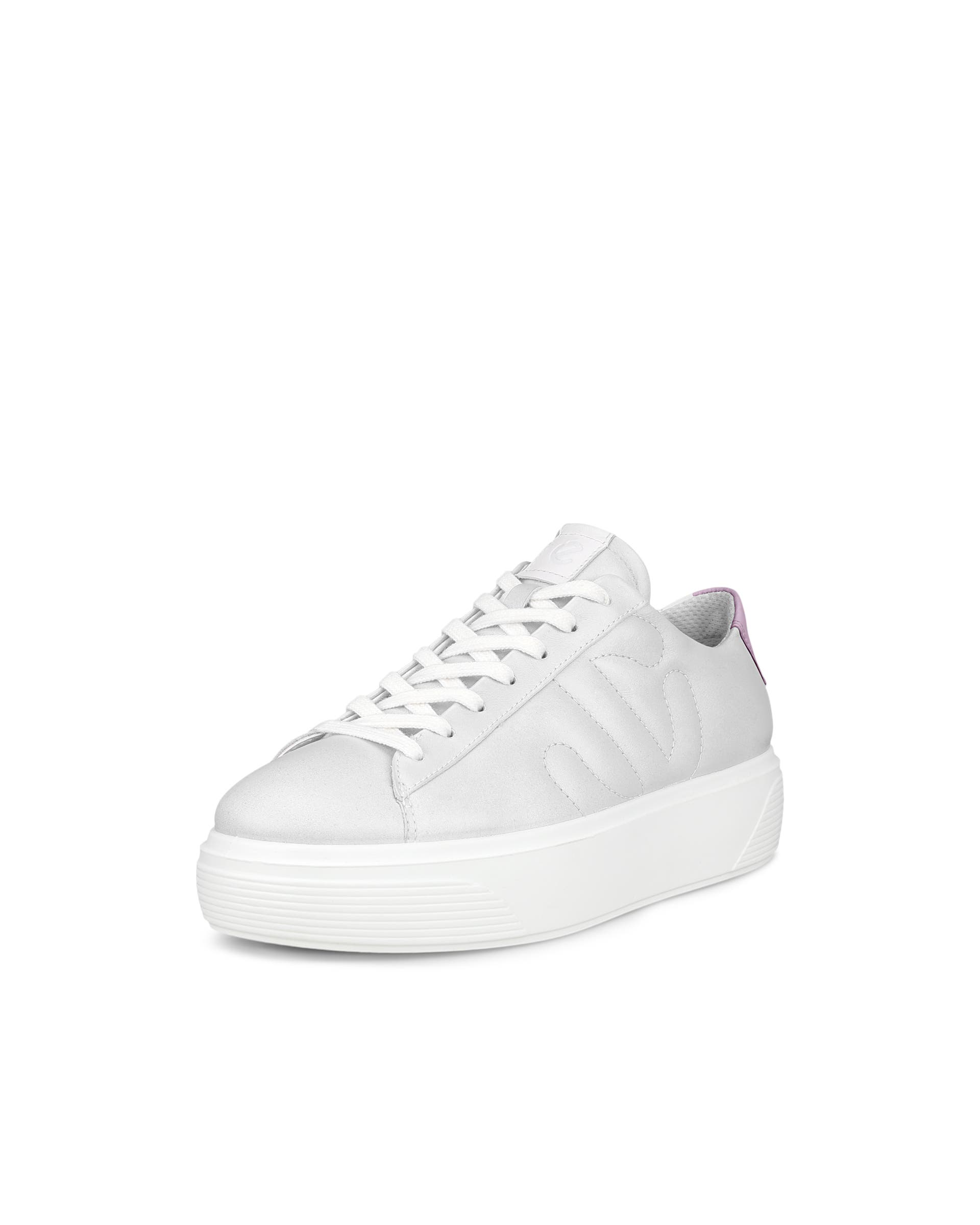 Women's ECCO® Street Platform Leather Platform Sneaker - White - Main