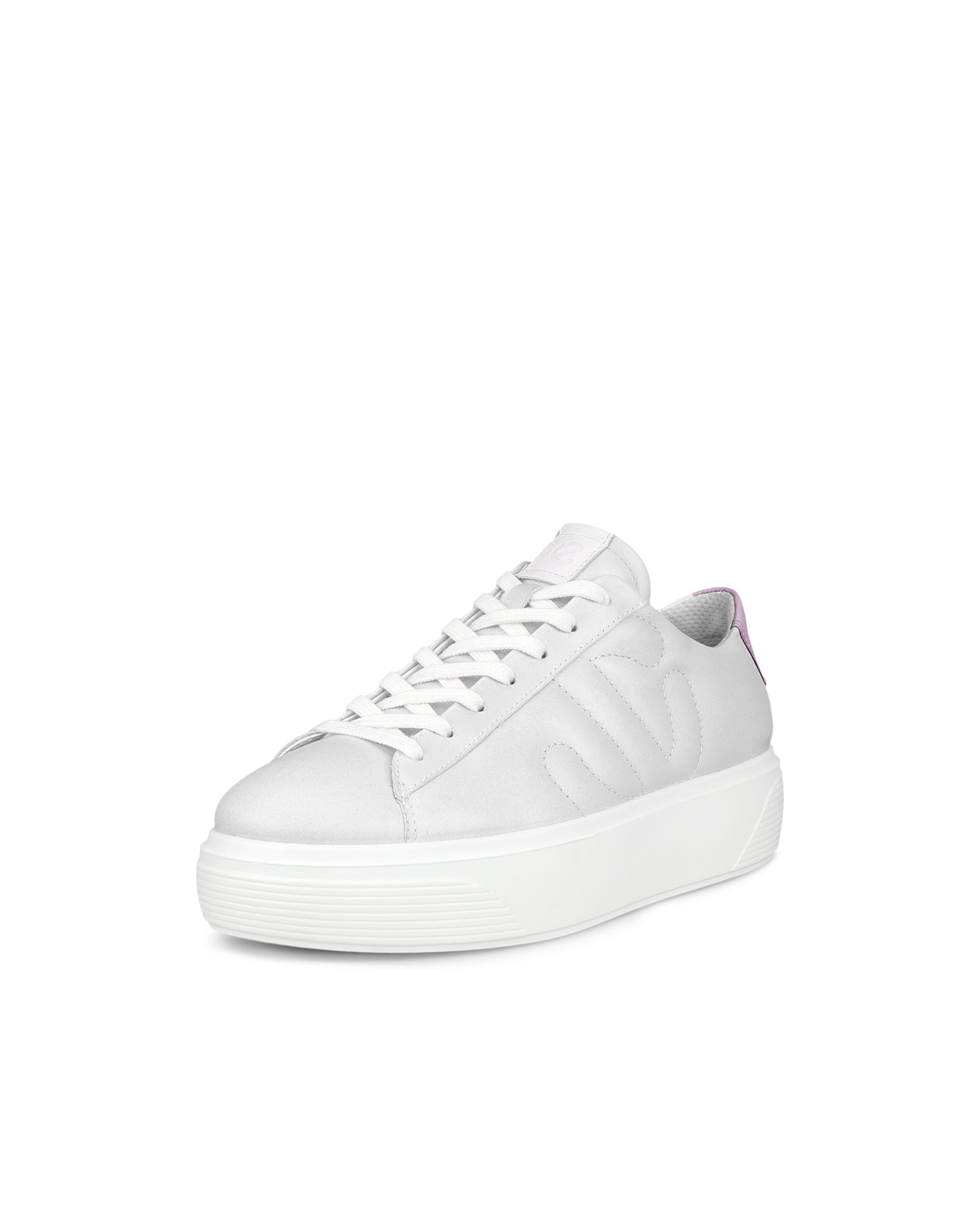 Women's ECCO® Street Platform Leather Platform Sneaker - White - Main
