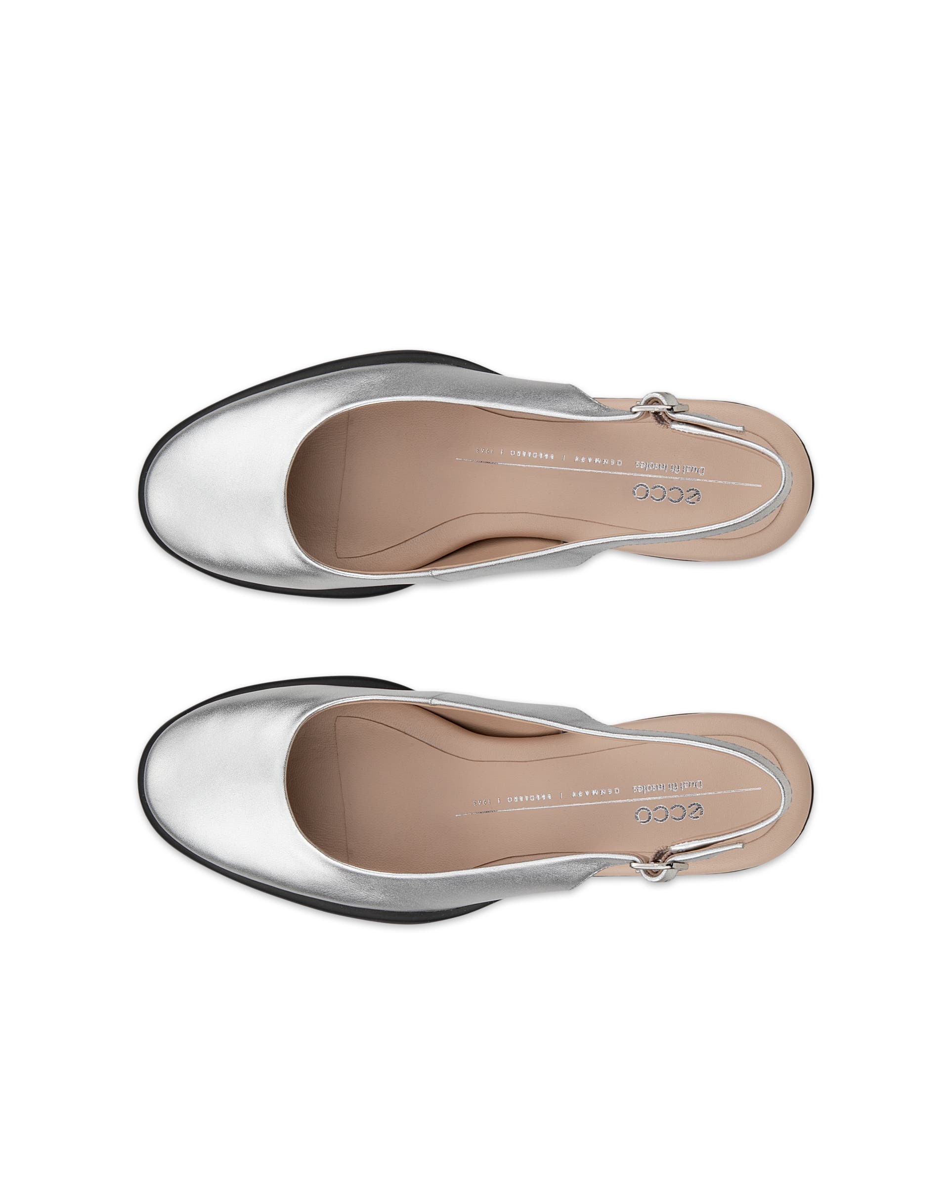 Pompe à talon avec bride au talon en cuir ECCO® Sculpted LX 55 pour femme - Métallique - Top left pair