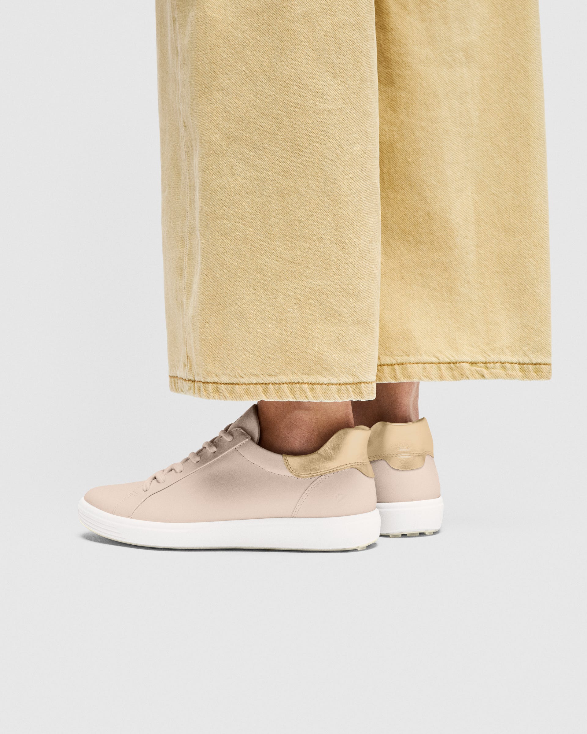 Women's ECCO® Soft 7 Leather Slip-In Sneaker - Beige - Lifestyle image-1