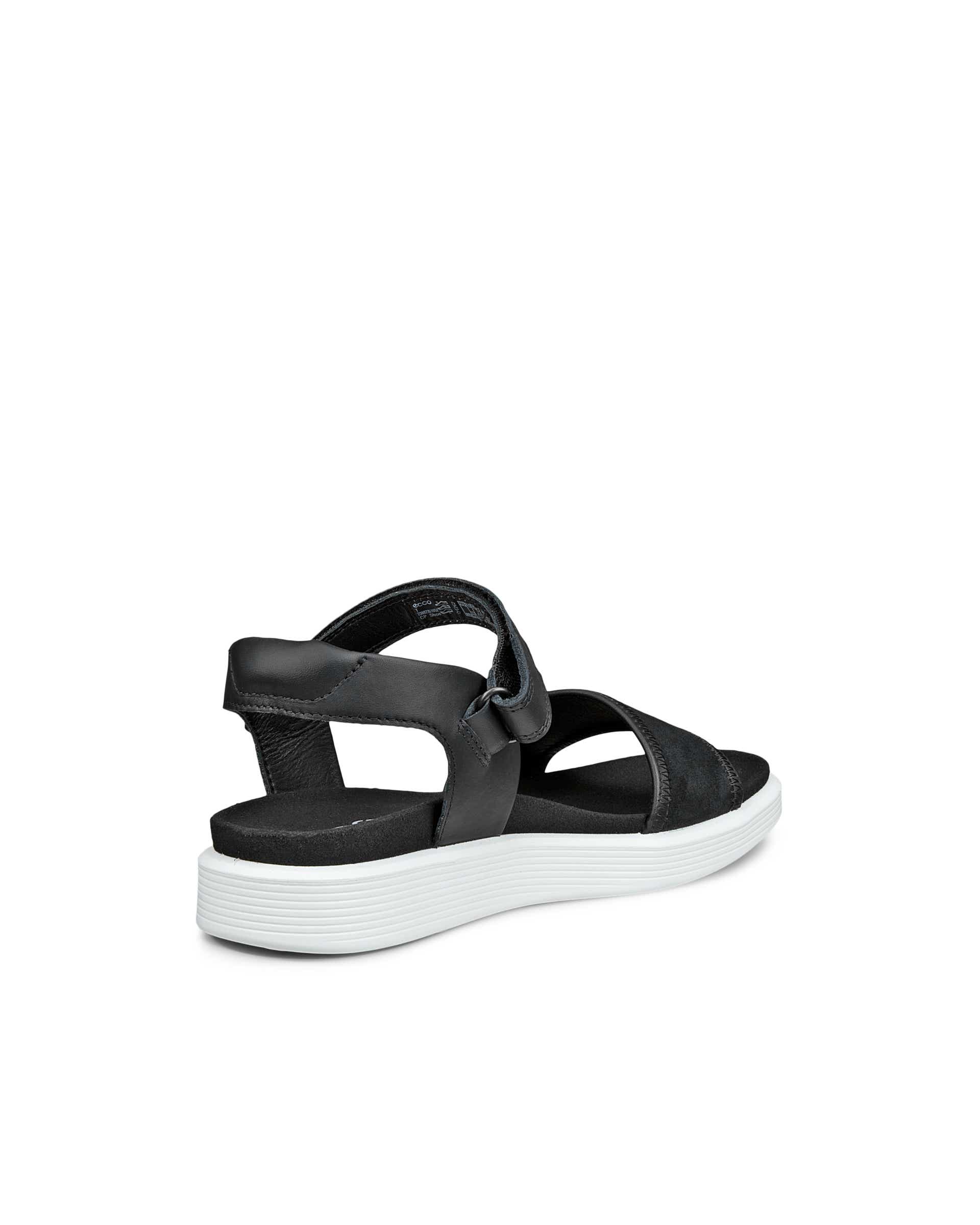 ECCO® SOFT SANDAL sandaler i læder med to remme til damer - Sort - Back