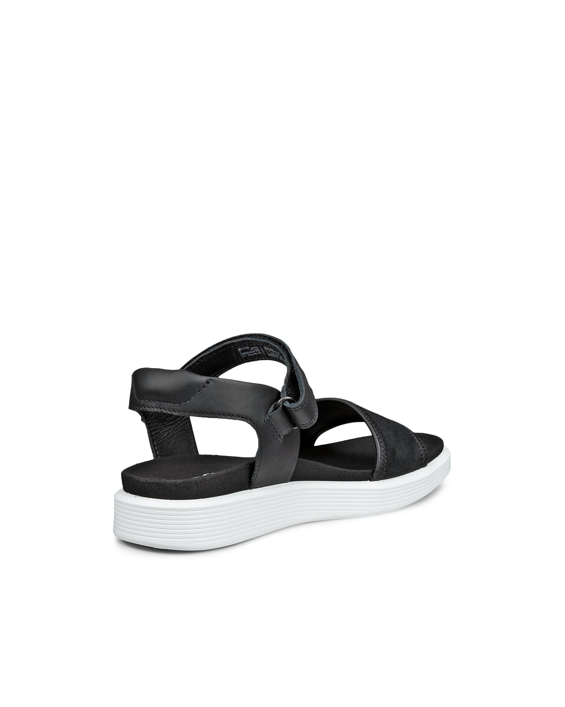 ECCO® SOFT SANDAL sandaler i læder med to remme til damer - Sort - Back