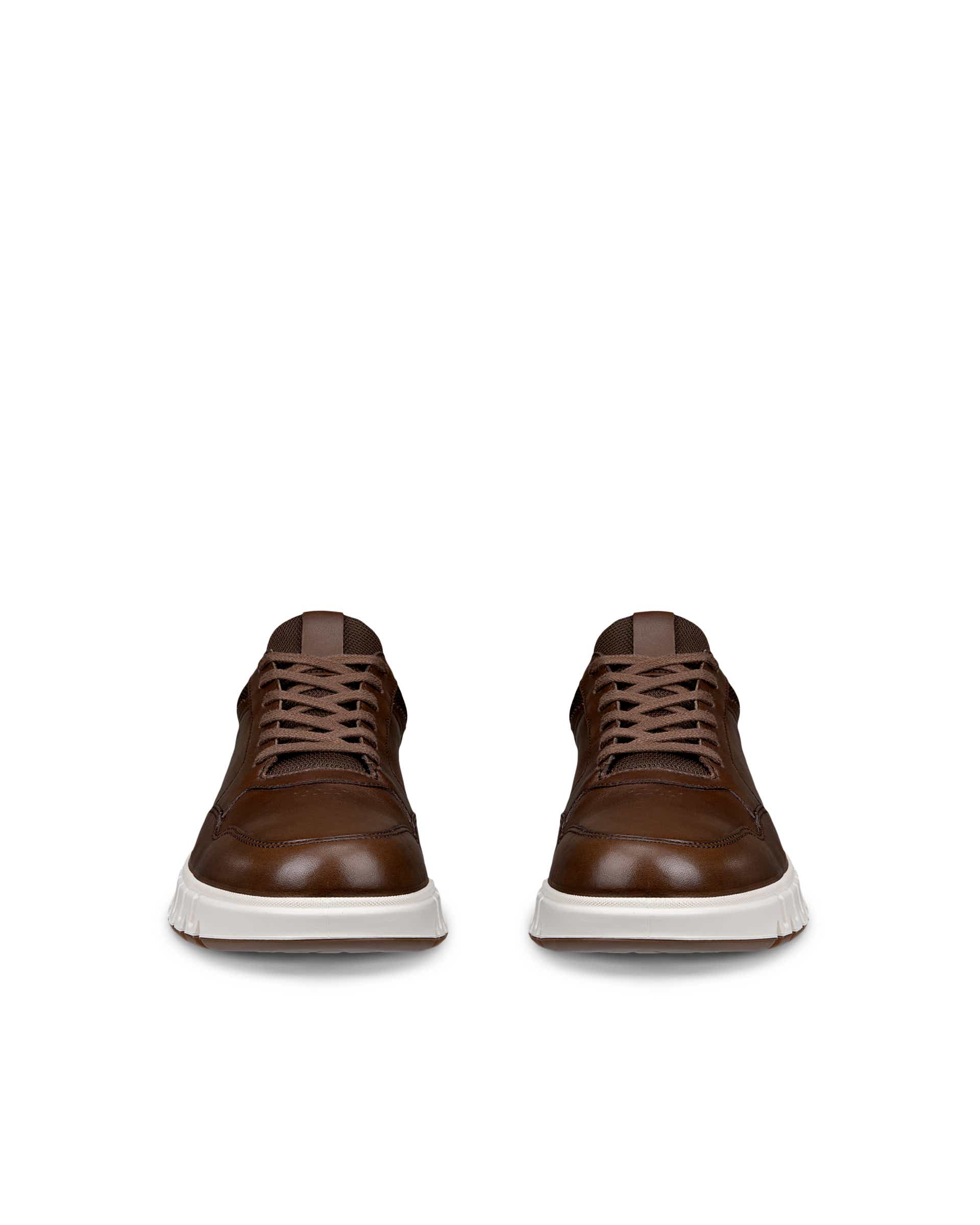 Men's ECCO® Gruuv Studio Leather Hybrid Wingtip Derby Sneaker - Brown - Front pair