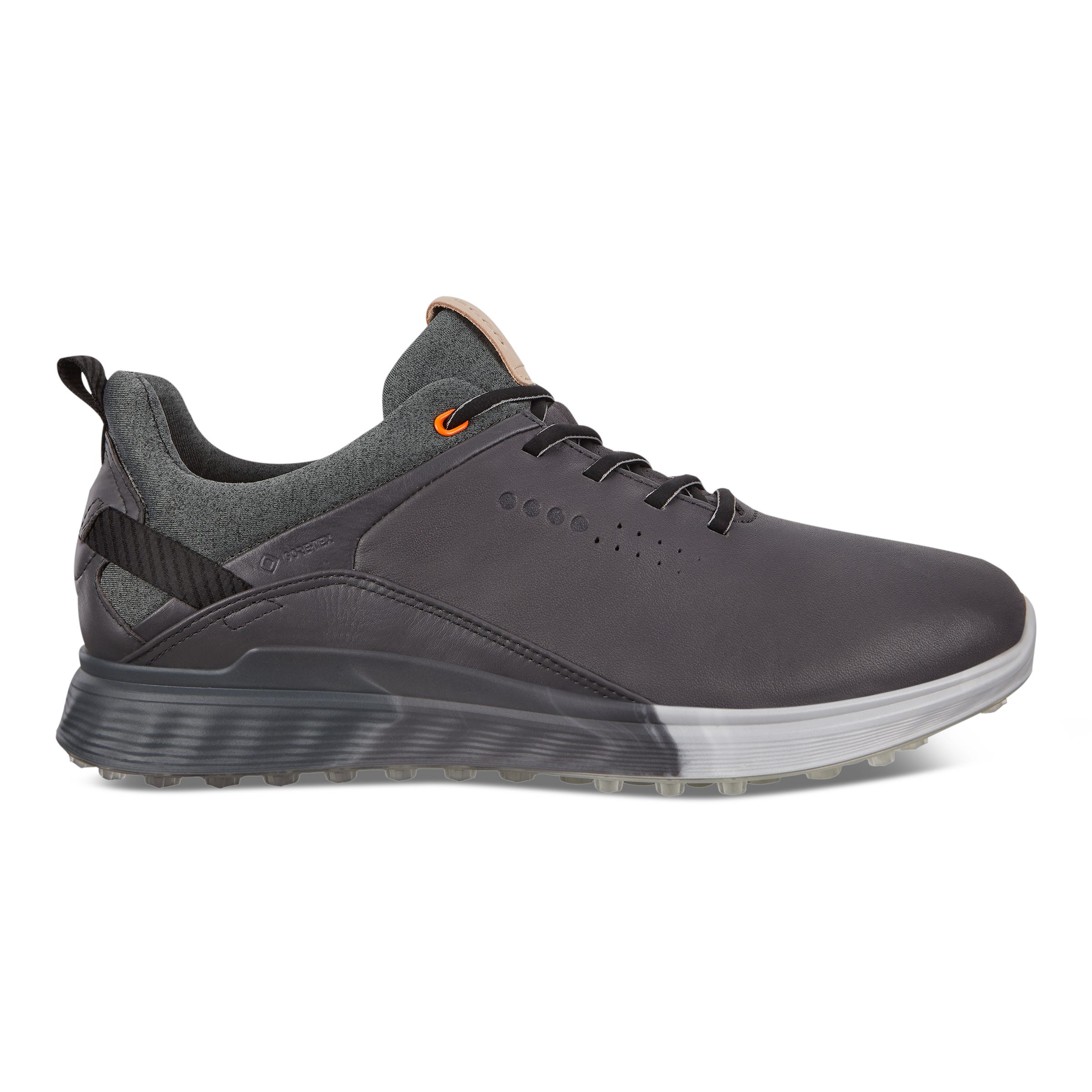 Men's ECCO® Golf S-Three Leather Gore-Tex Shoe - Grey - Outside