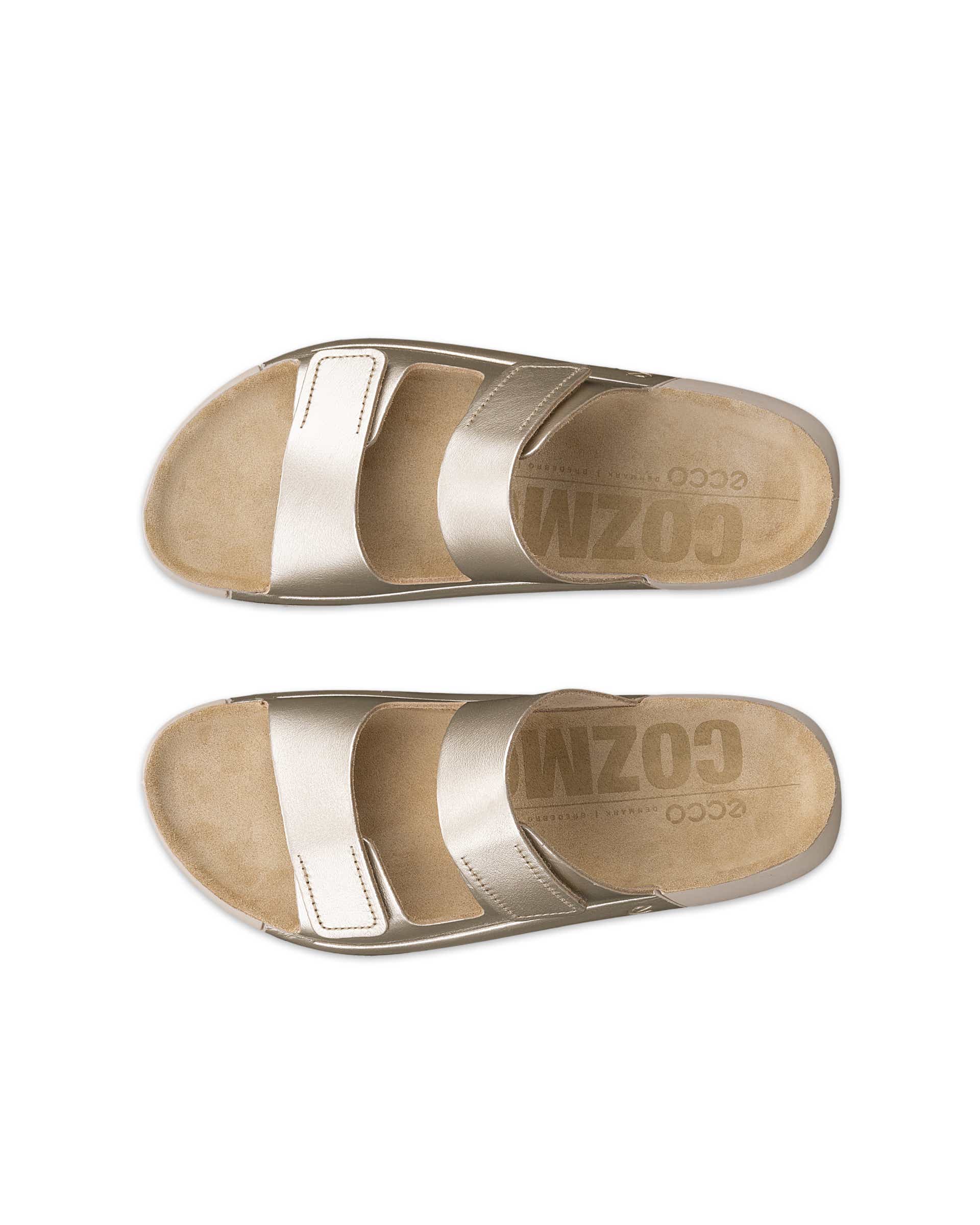 Dámské kožené páskové sandály ECCO® Cozmo - Zlatá - Top left pair