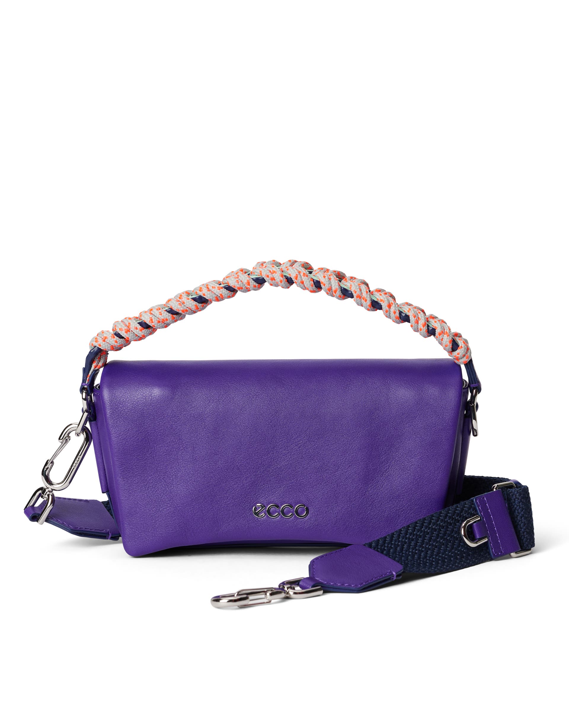 ECCO® Pinch Medium Soft Smooth Leather Shoulder Bag - Purple - Main