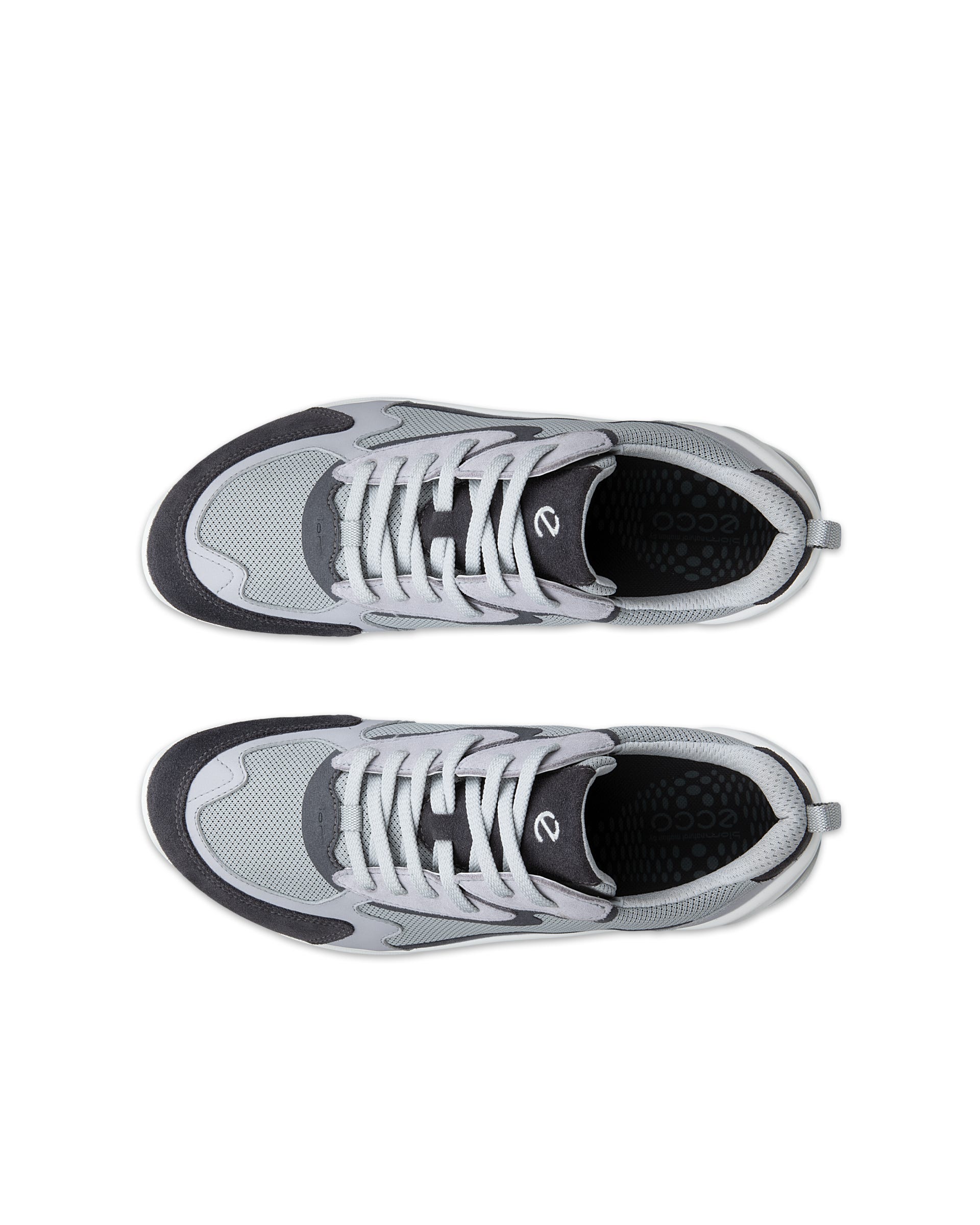 Men's ECCO® BIOM ENERGI Leather & Textile Trainer - Grey - Top left pair