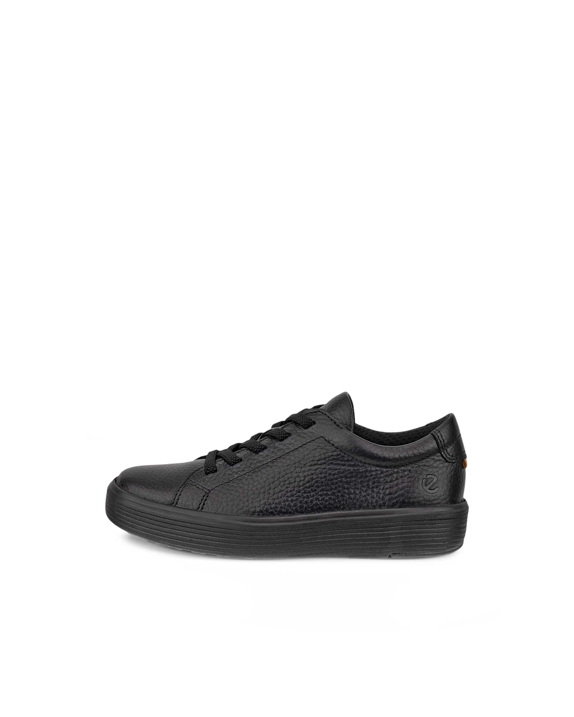 Kids' ECCO® Soft 60 Leather Trainer - Black - Outside
