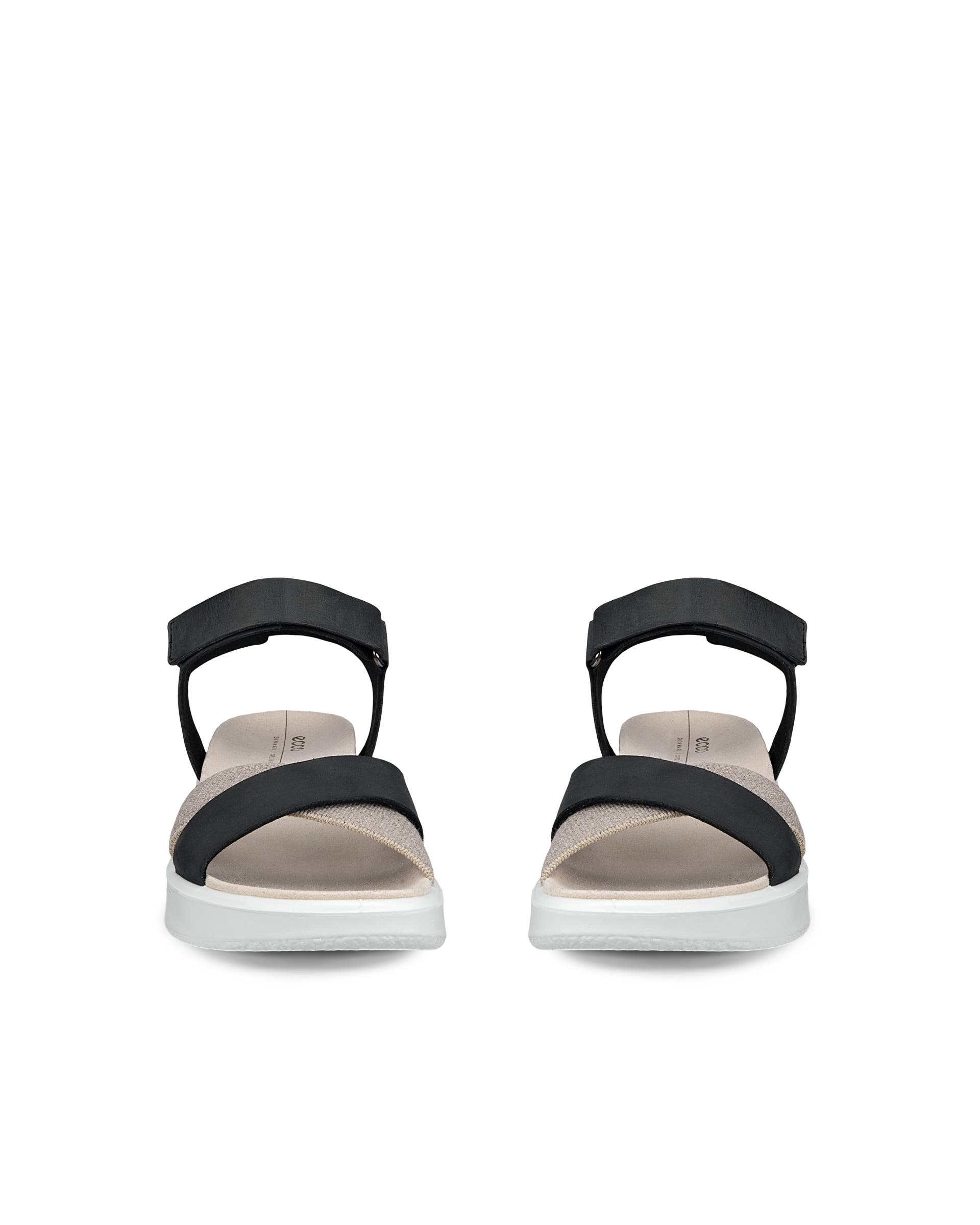 Women's ECCO® Flowt Nubuck Cork-Heeled Wedge Sandal - Black - Front pair