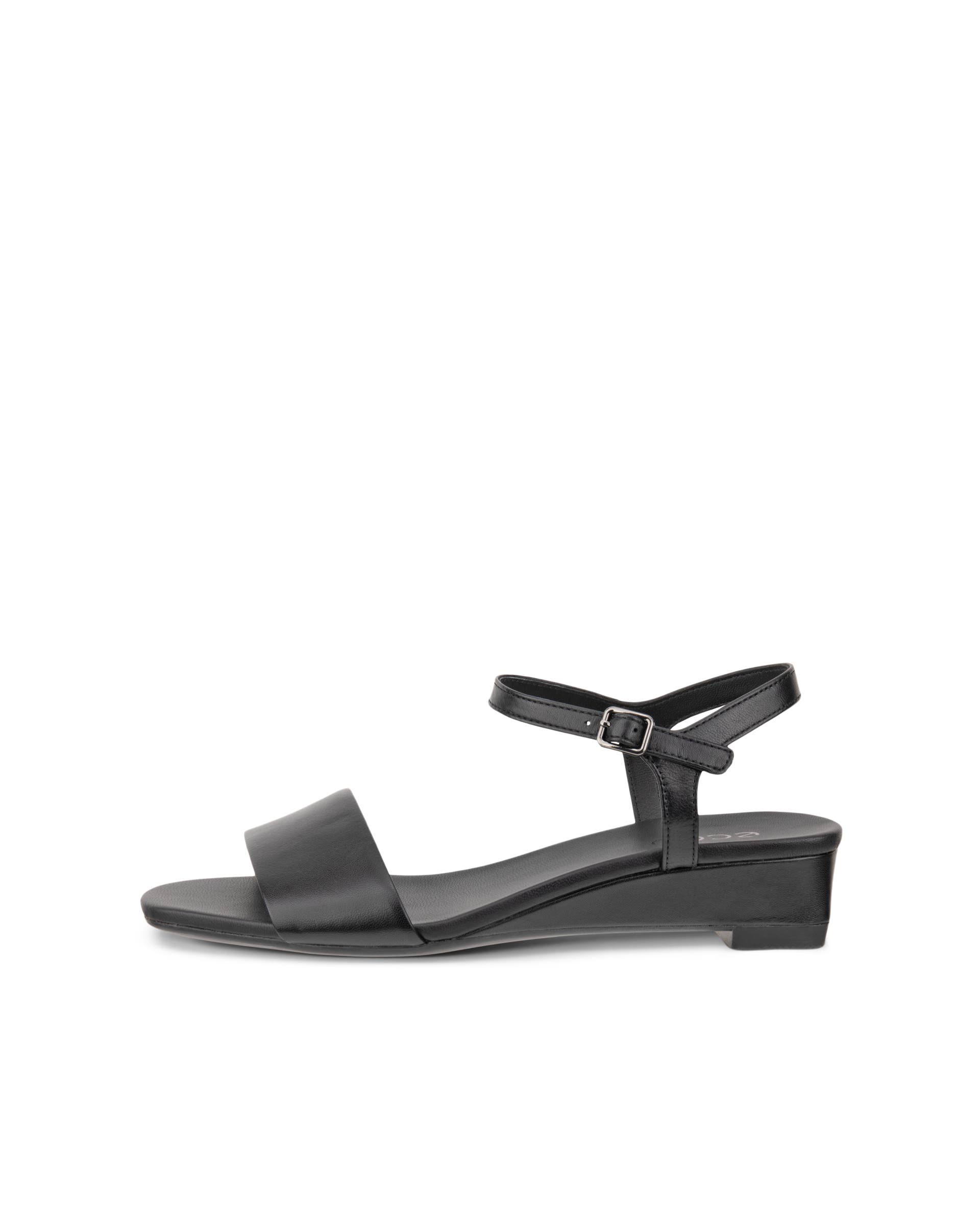 Women's ECCO® Astrid Suede Wedge Sandal - Black - Outside