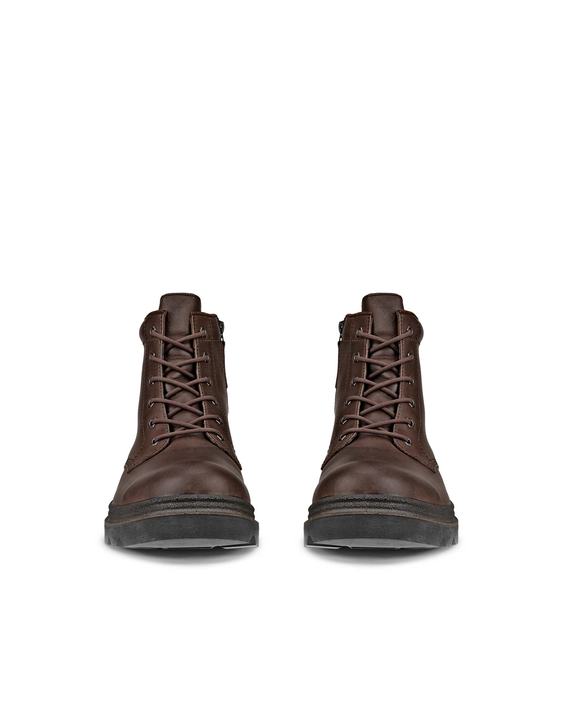 Botas de piel con cordones ECCO® Grainer para hombre - Marrón - Front pair