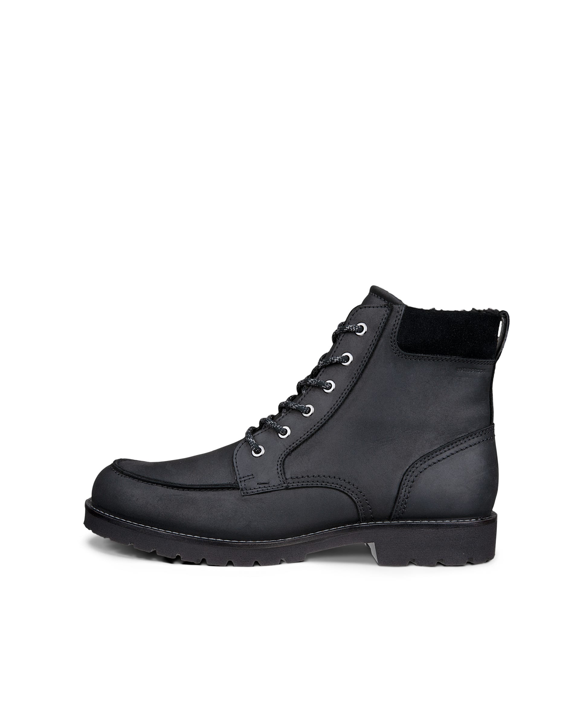 Men's ECCO® CHARLESTOWN Nubuck Waterproof Lace-Up Boot - Black - Outside