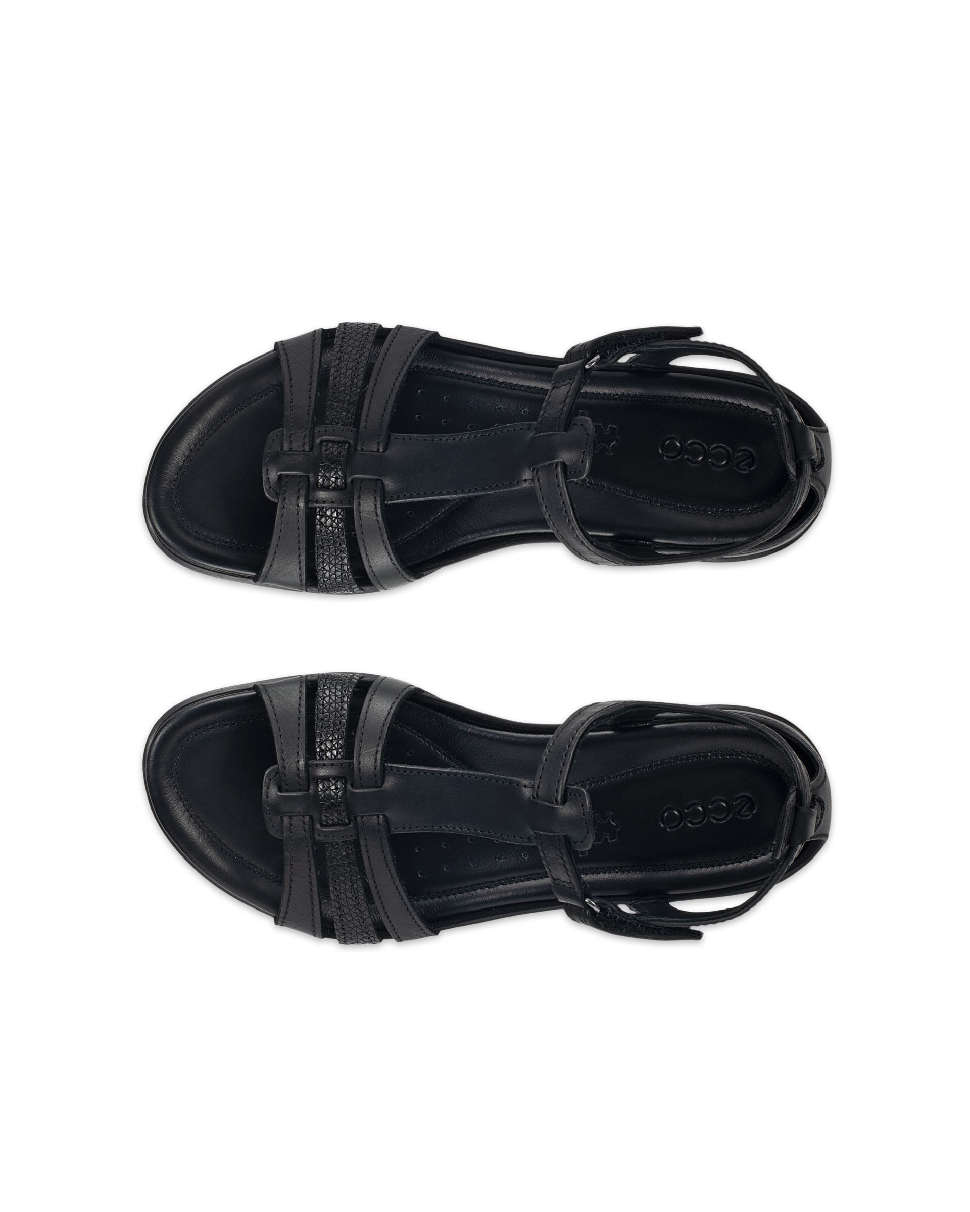 Women's ECCO® Flash Leather T-Bar Sandal - Black - Outside
