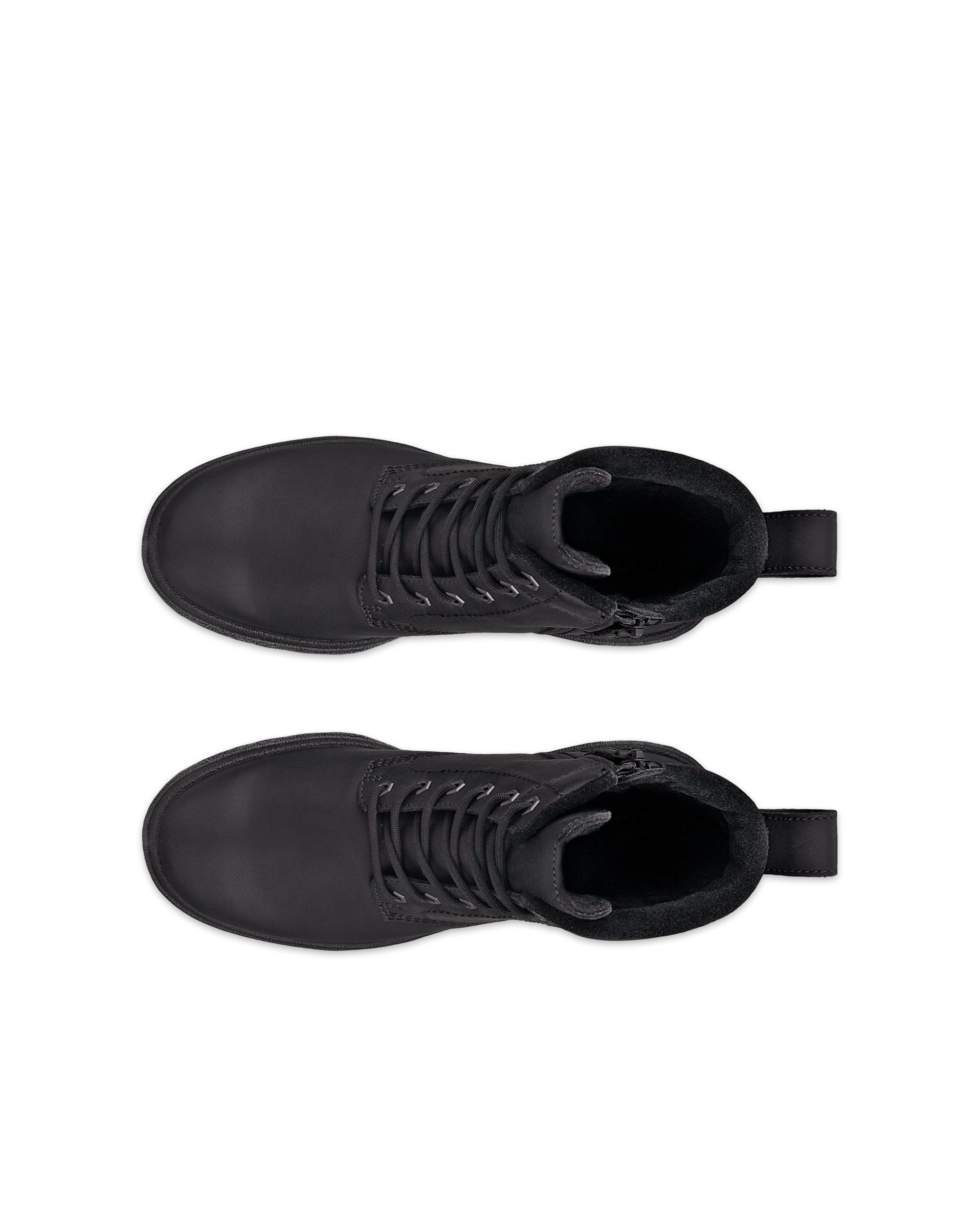 Women's ECCO® Grainer Leather Lace-Up Boot - Black - Top left pair