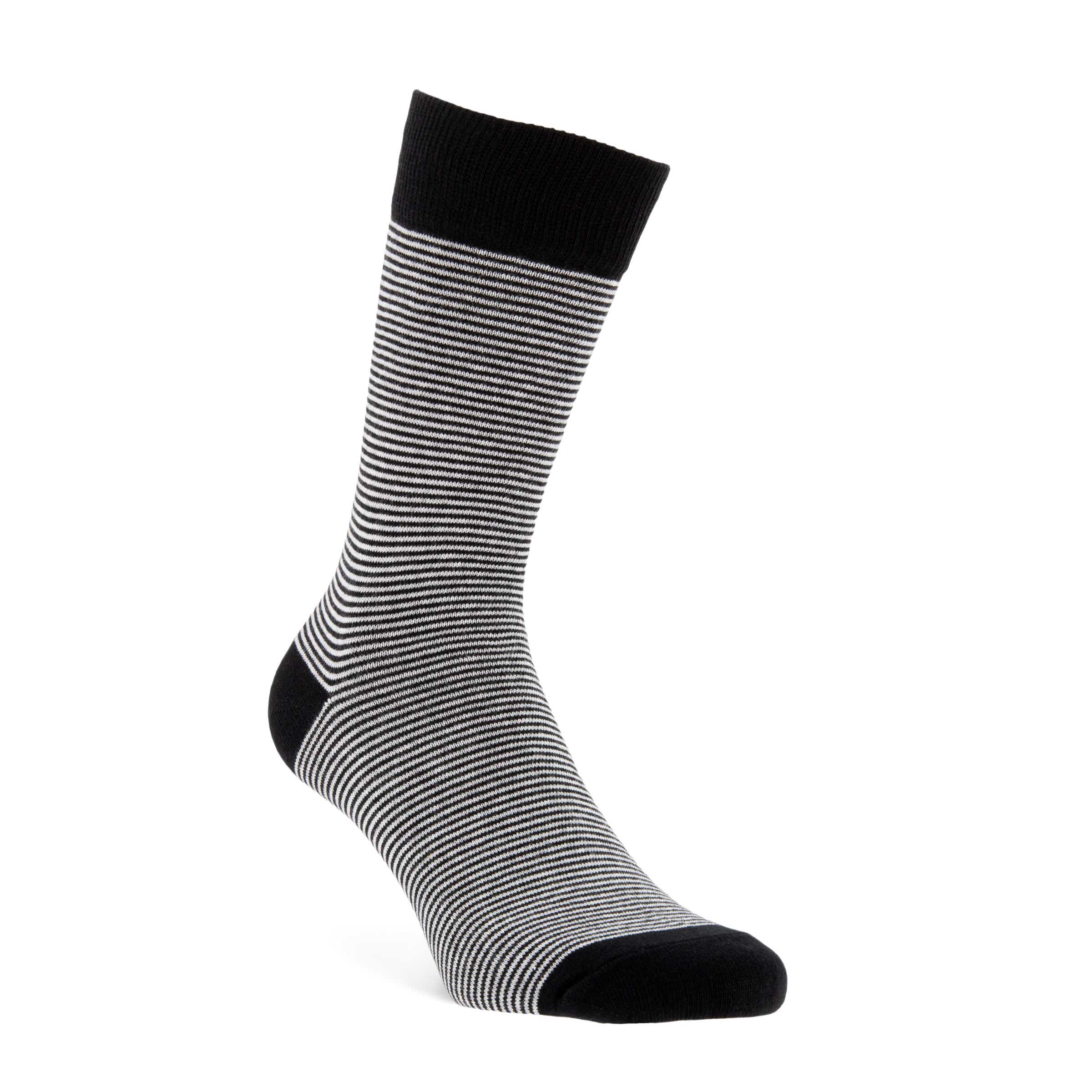 Men's ECCO® Fine Stripes Crew Socks - Black - Main