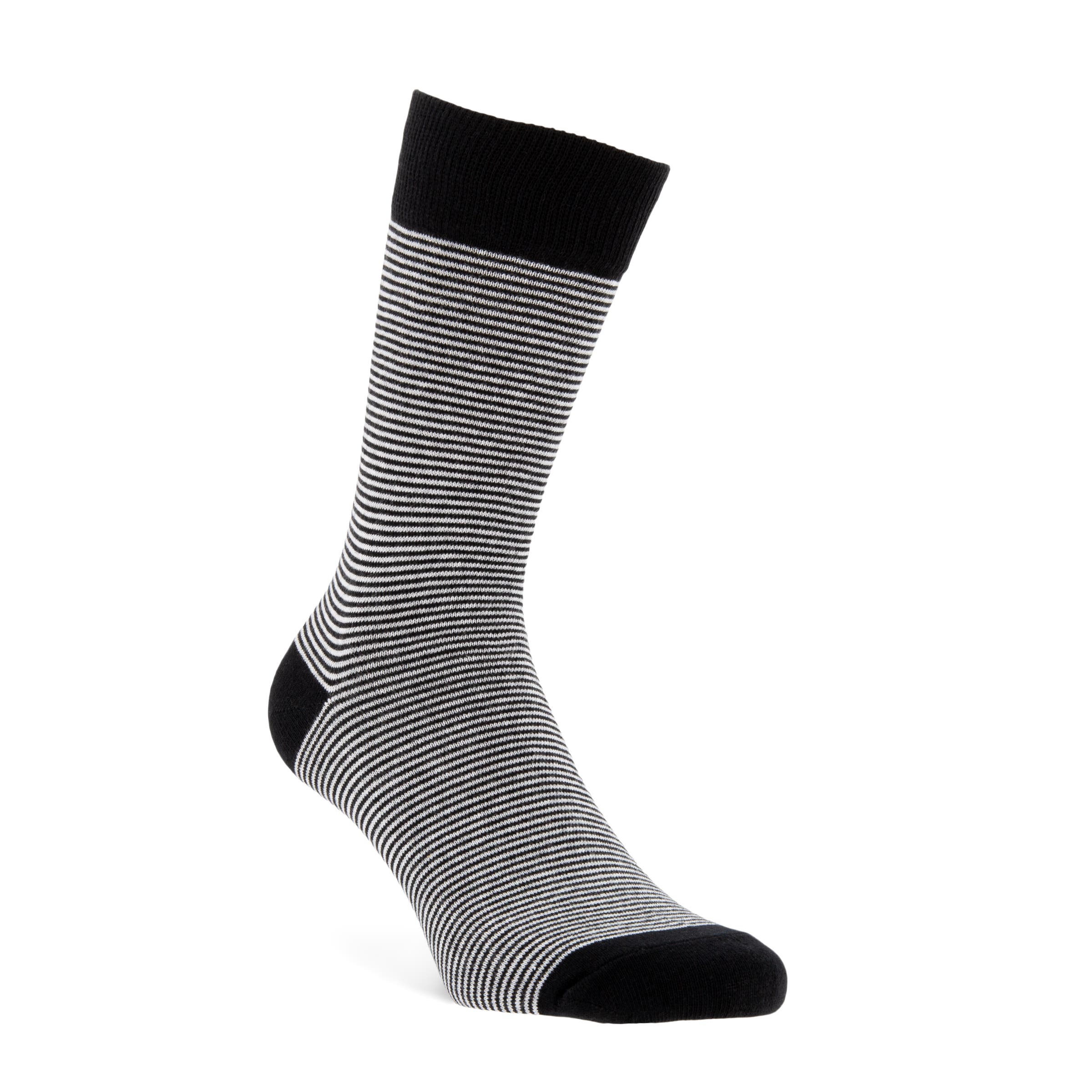 Men's ECCO® Fine Stripes Crew Socks - Black - Main