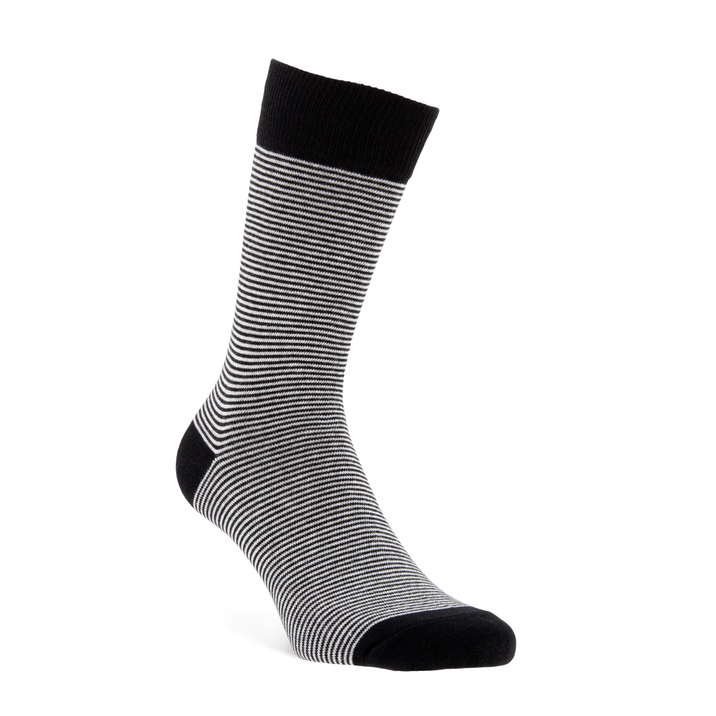 Men's ECCO® Fine Stripes Crew Socks - Black - Main