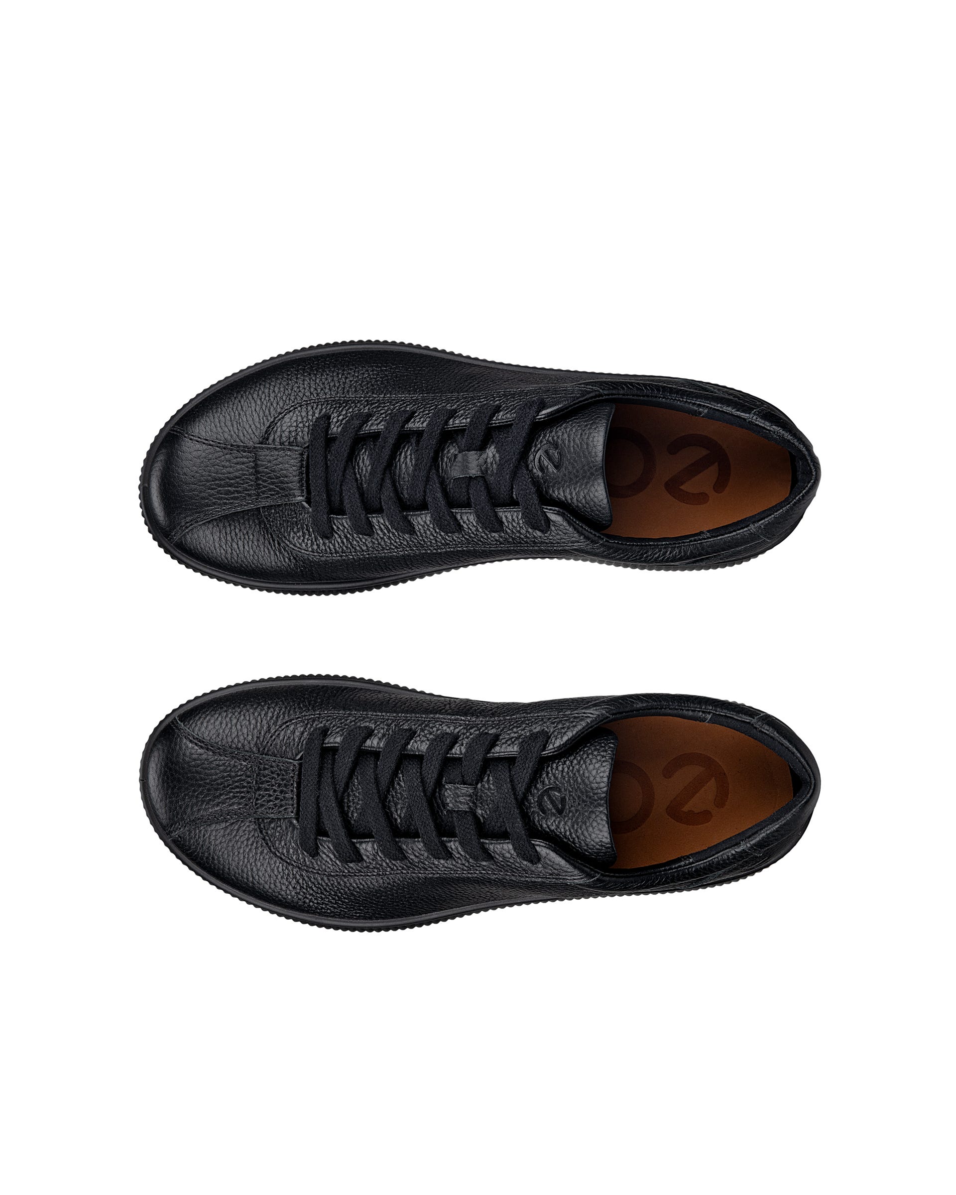 Men's ECCO® Soft Zero Leather Sneaker - Black - Top left pair