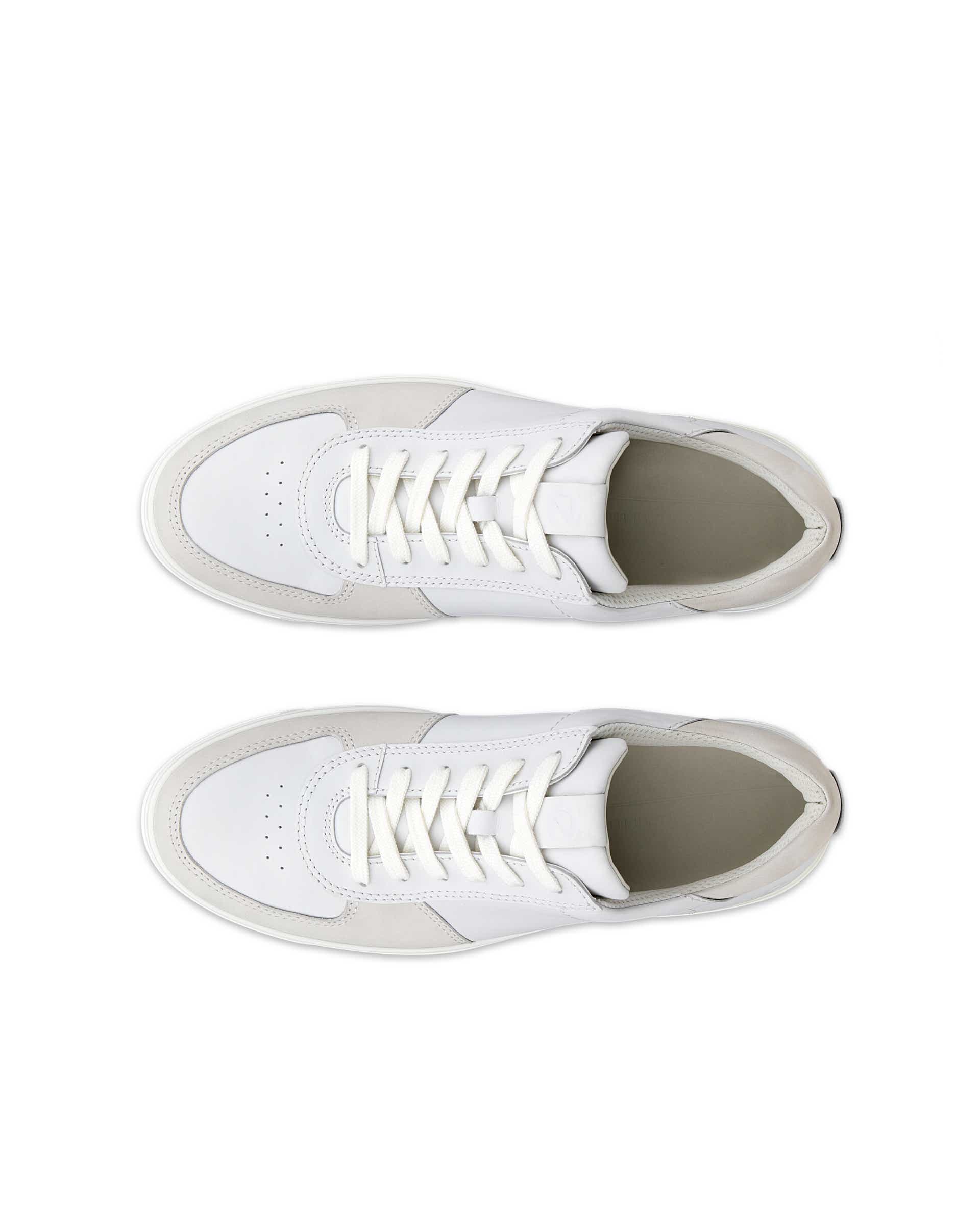 Men's ECCO® Street Tray Leather Sneaker - White - Top left pair