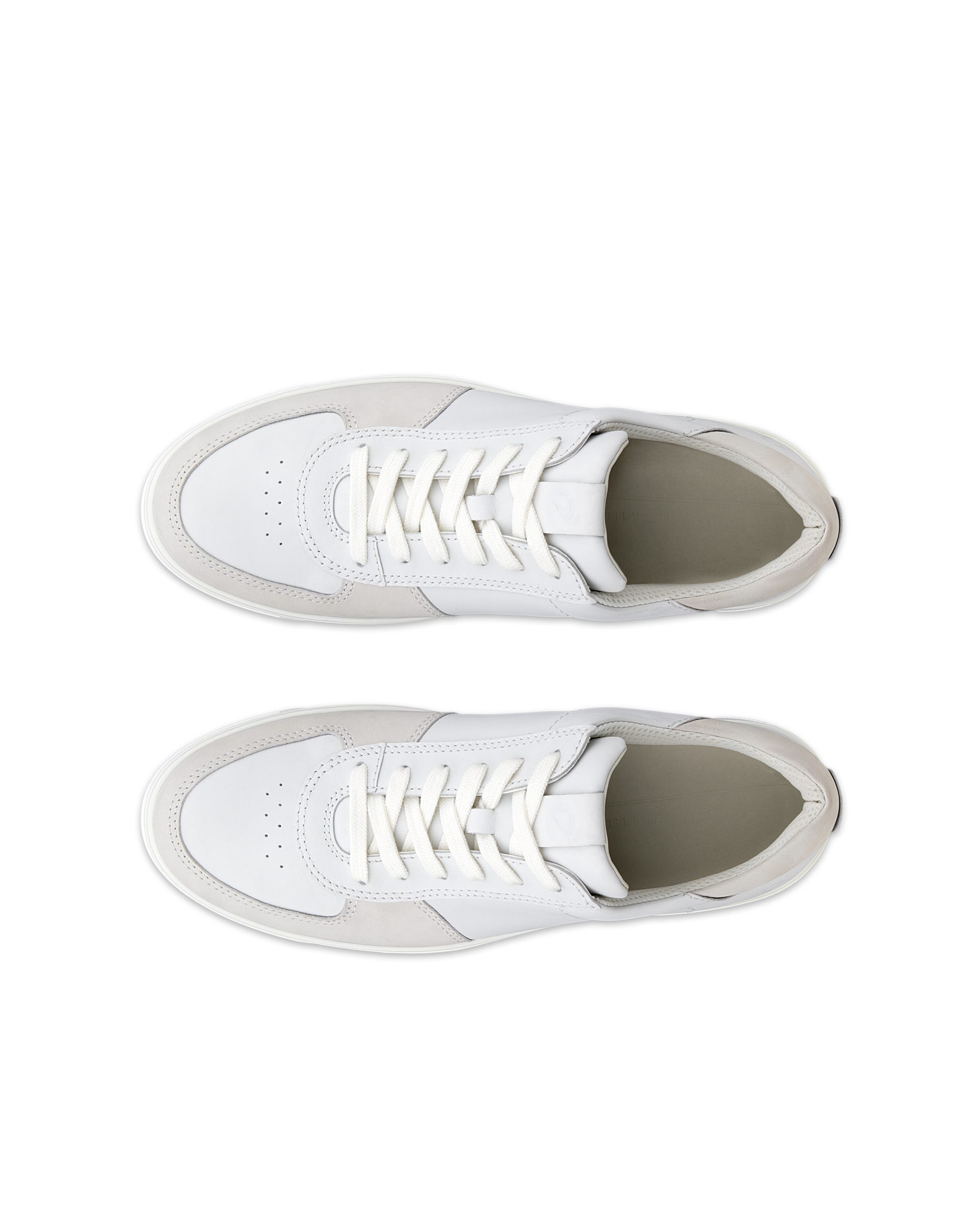 Men's ECCO® Street Tray Leather Sneaker - White - Top left pair