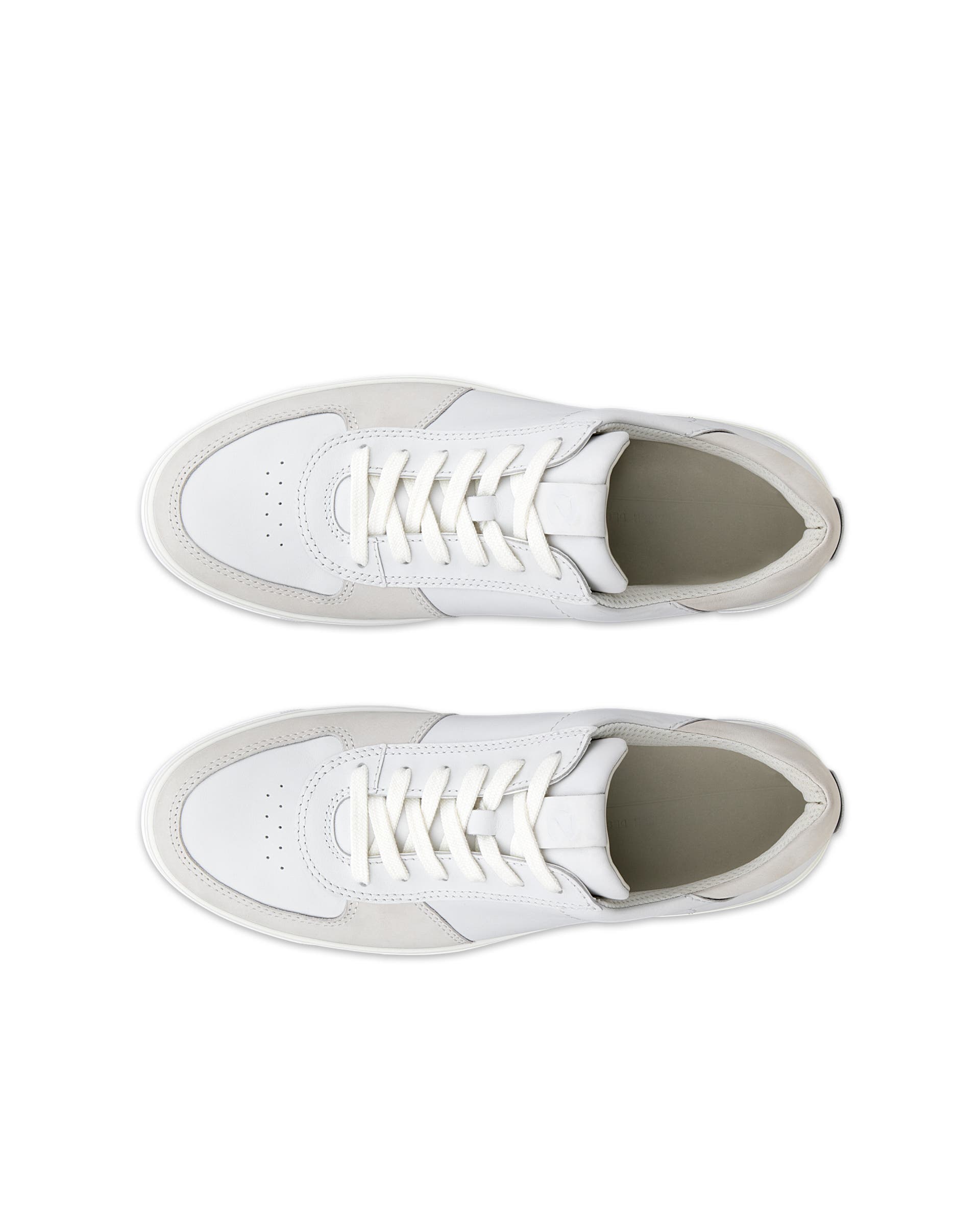 Men's ECCO® Street Tray Leather Sneaker - White - Top left pair