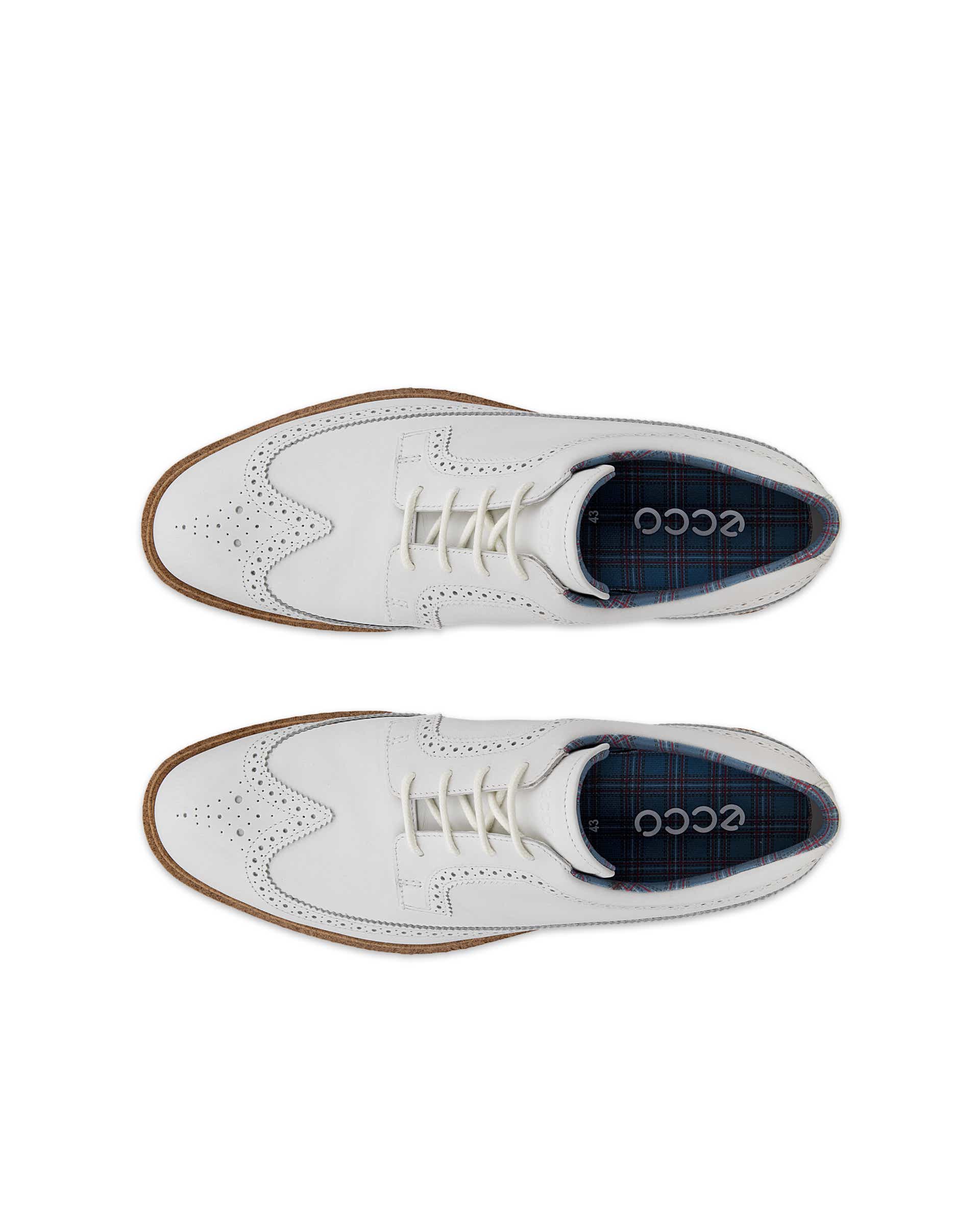 ECCO Golf Classic Hybrid メンズ レザーウォータープルーフゴルフシューズ - ホワイト - Top left pair