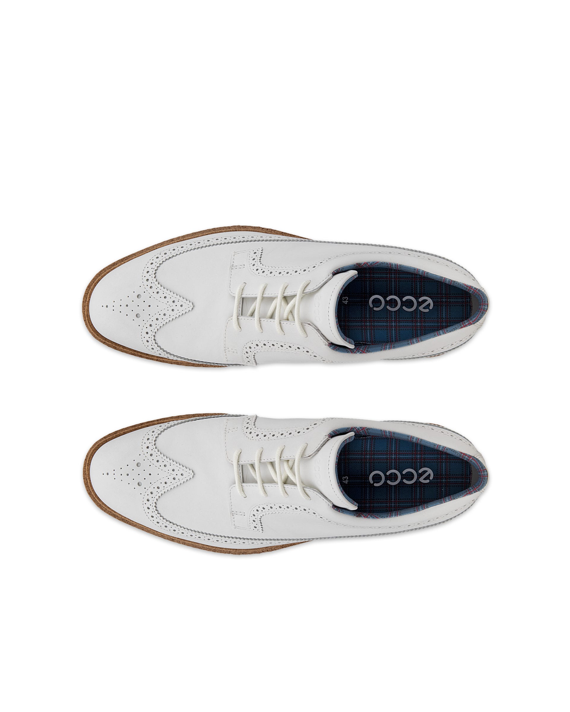 ECCO Golf Classic Hybrid メンズ レザーウォータープルーフゴルフシューズ - ホワイト - Top left pair