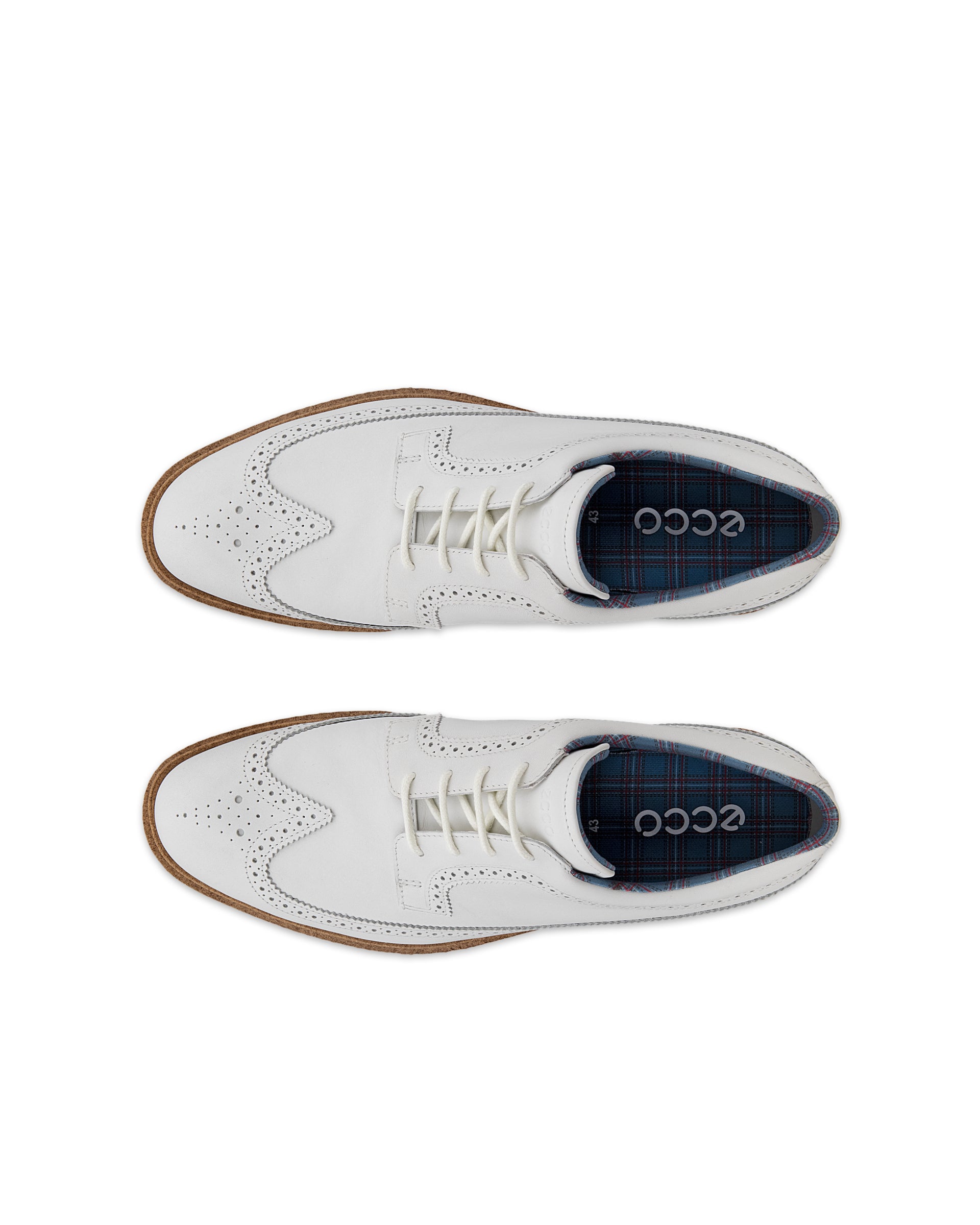 ECCO Golf Classic Hybrid メンズ レザーウォータープルーフゴルフシューズ - ホワイト - Top left pair