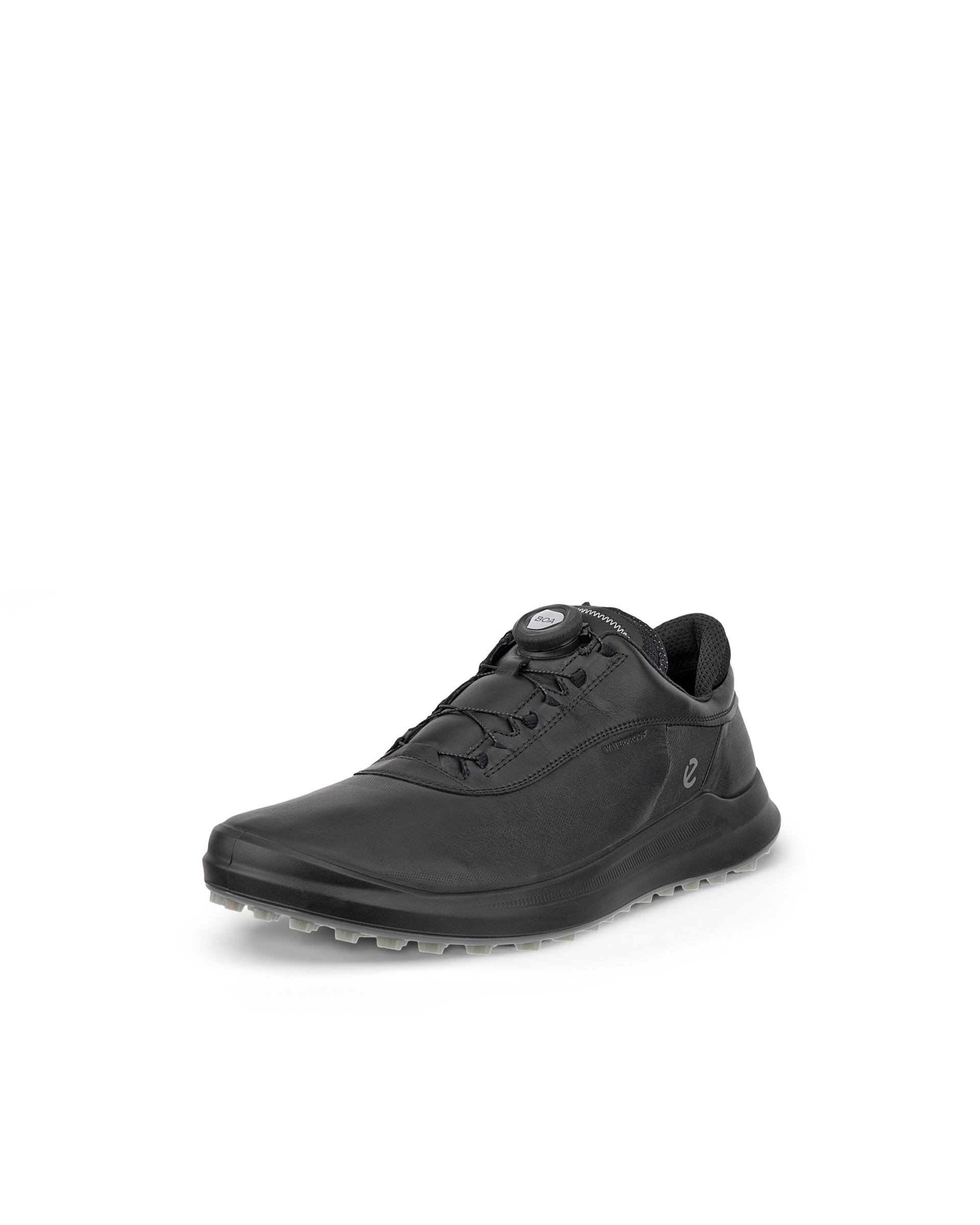 Men's ECCO® Golf Core Leather Waterproof Golf Shoe - Black - Main
