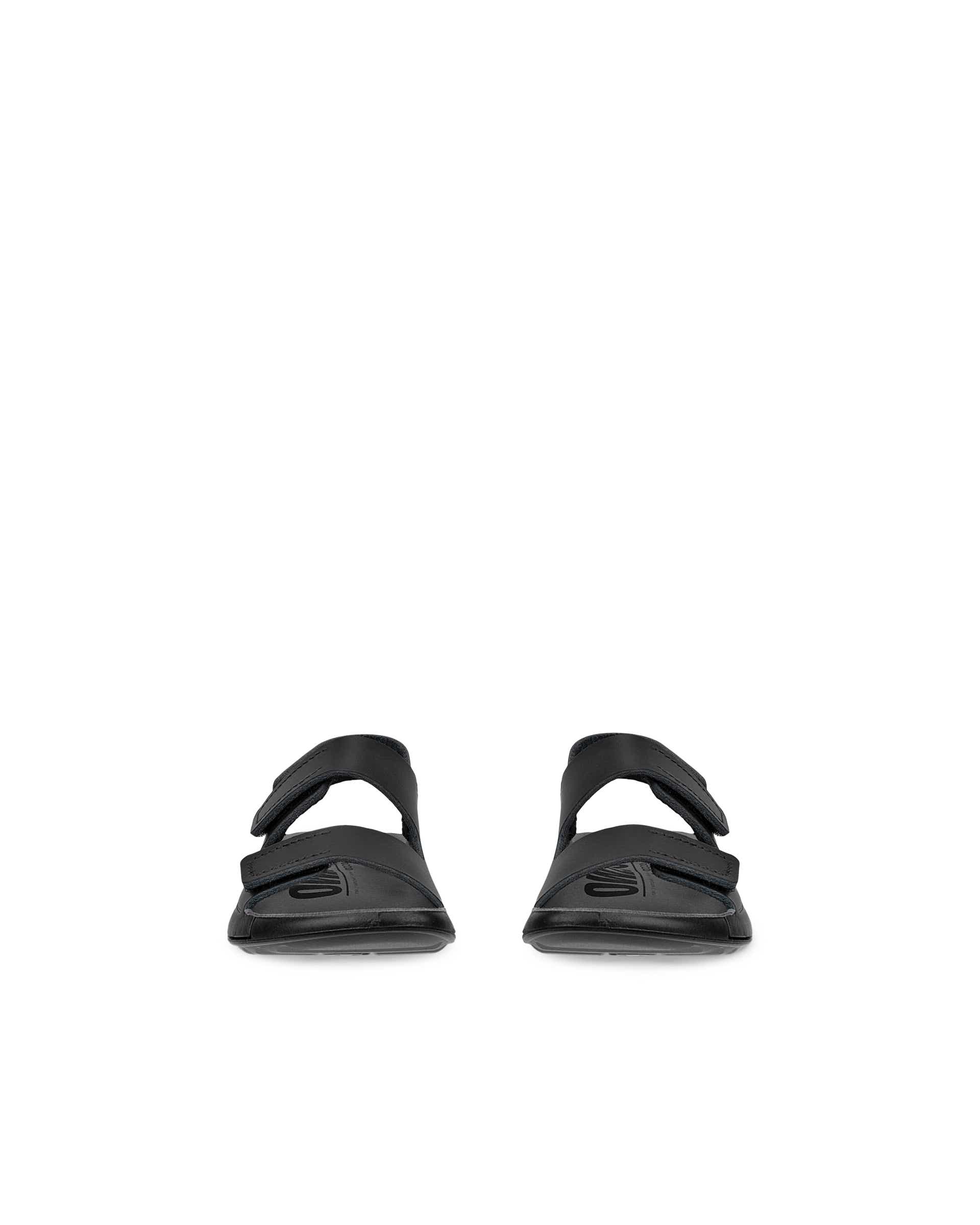 Kids' ECCO® Cozmo Leather Two Strap Sandal - Black - Front pair