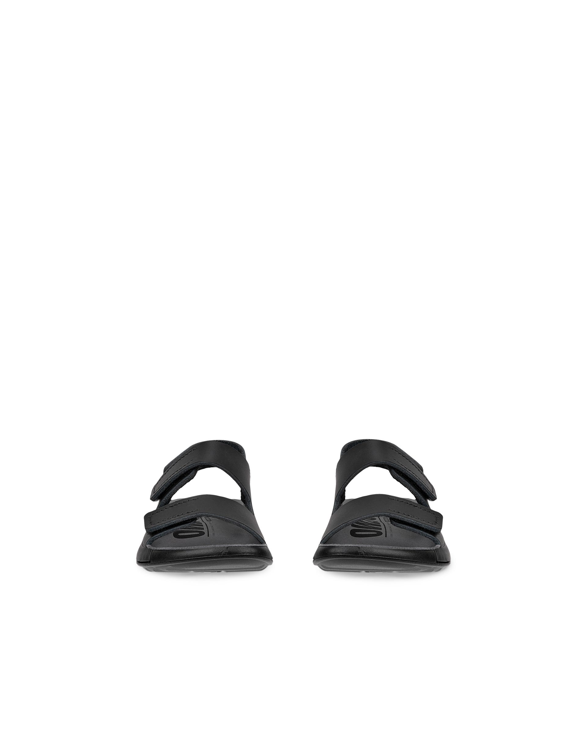 Kids' ECCO® Cozmo Leather Two Strap Sandal - Black - Front pair