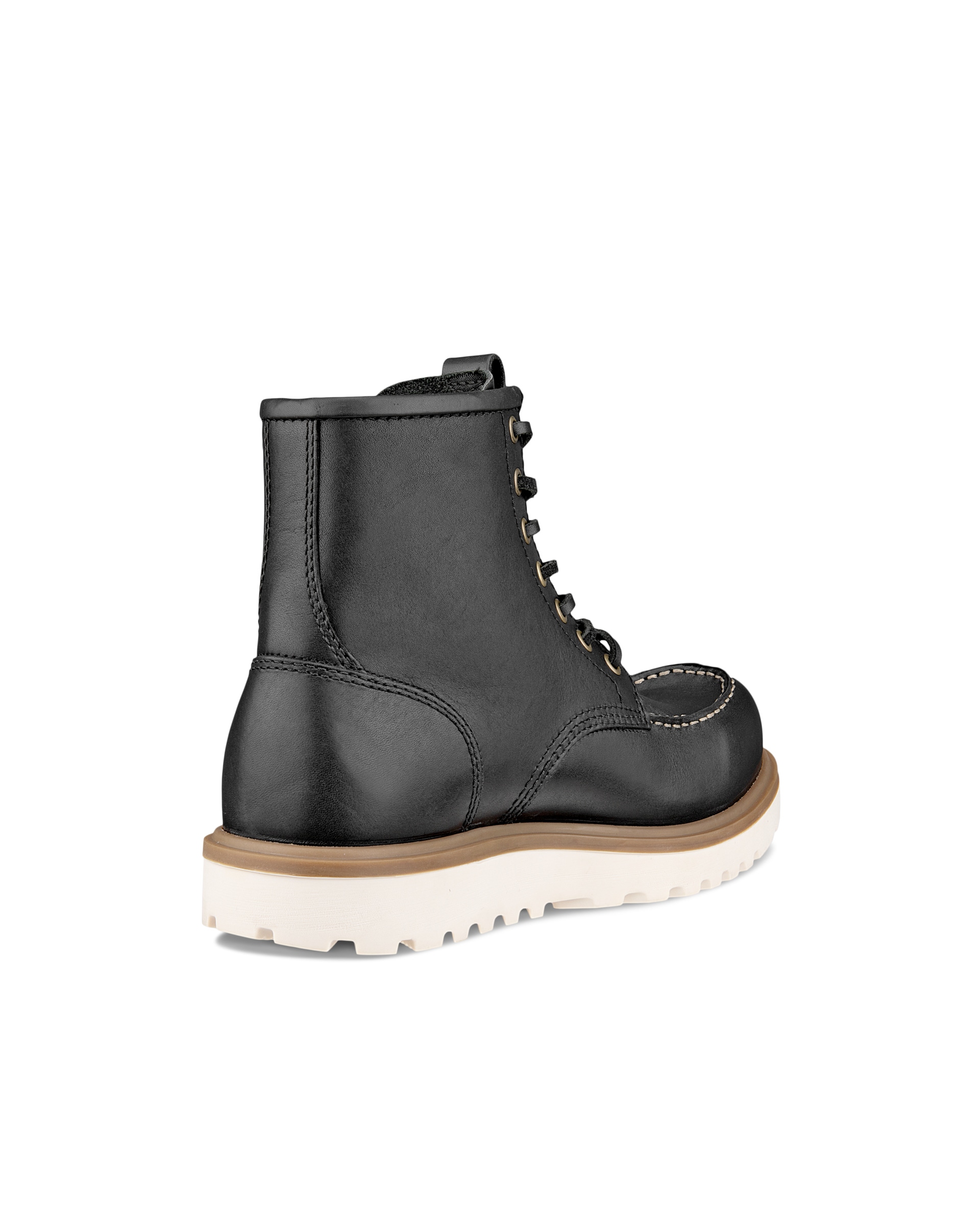 ECCO Staker メンズ レザーモックトゥブーツ - ブラック - Back