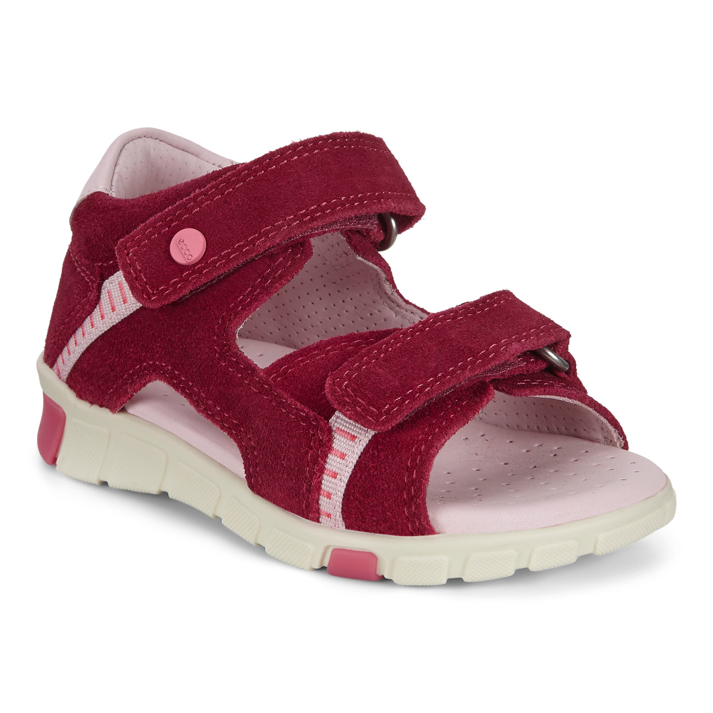 Kids' ECCO® Mini Stride Suede Fisherman Sandal - Red - Main