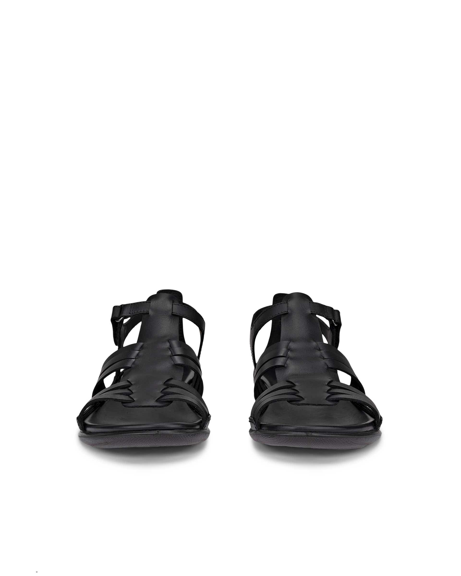 Women's ECCO® Flash Leather Flat Sandal - Black - Front pair