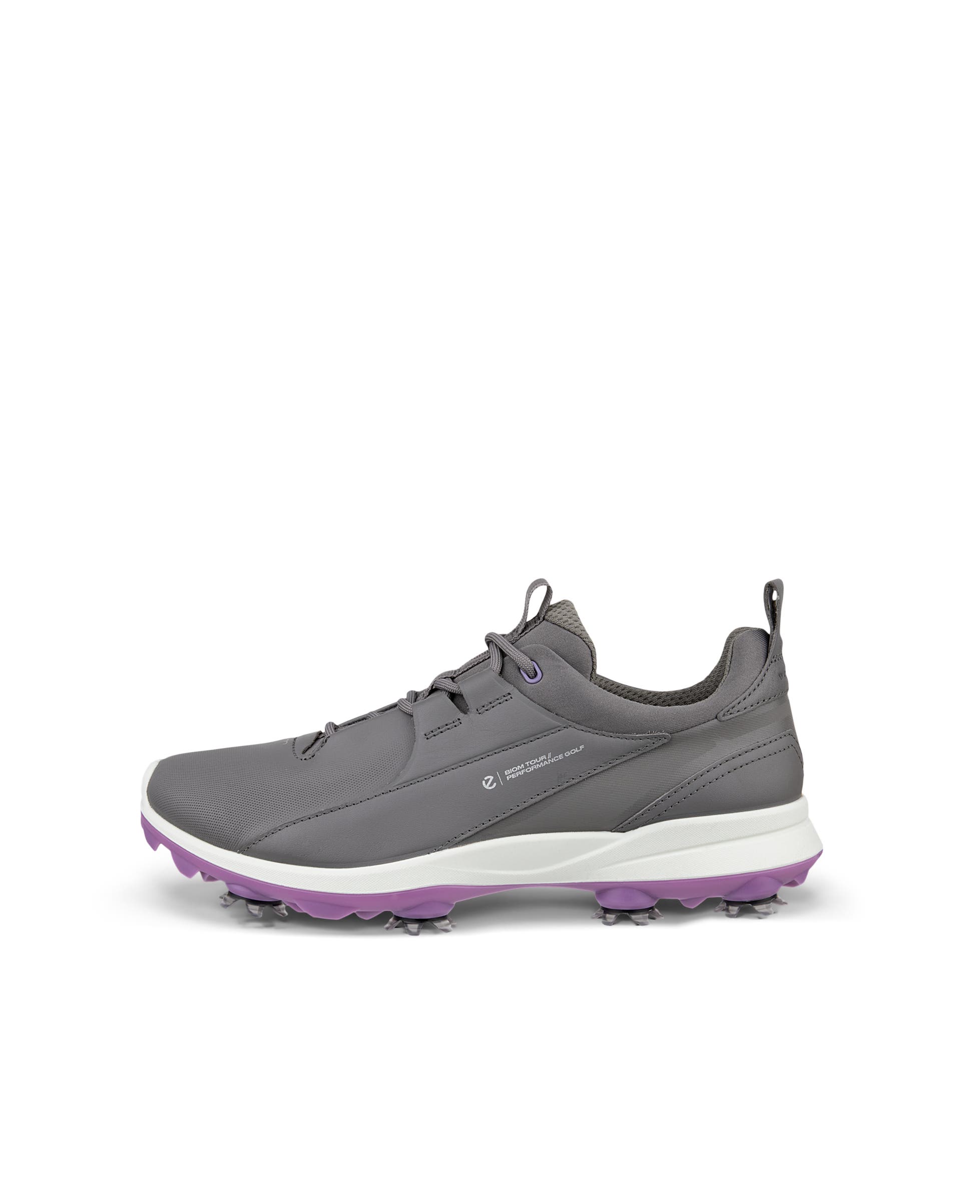 Women's ECCO® Golf Biom Tour Leather Waterproof Spikes Golf Shoe - Gray - Outside