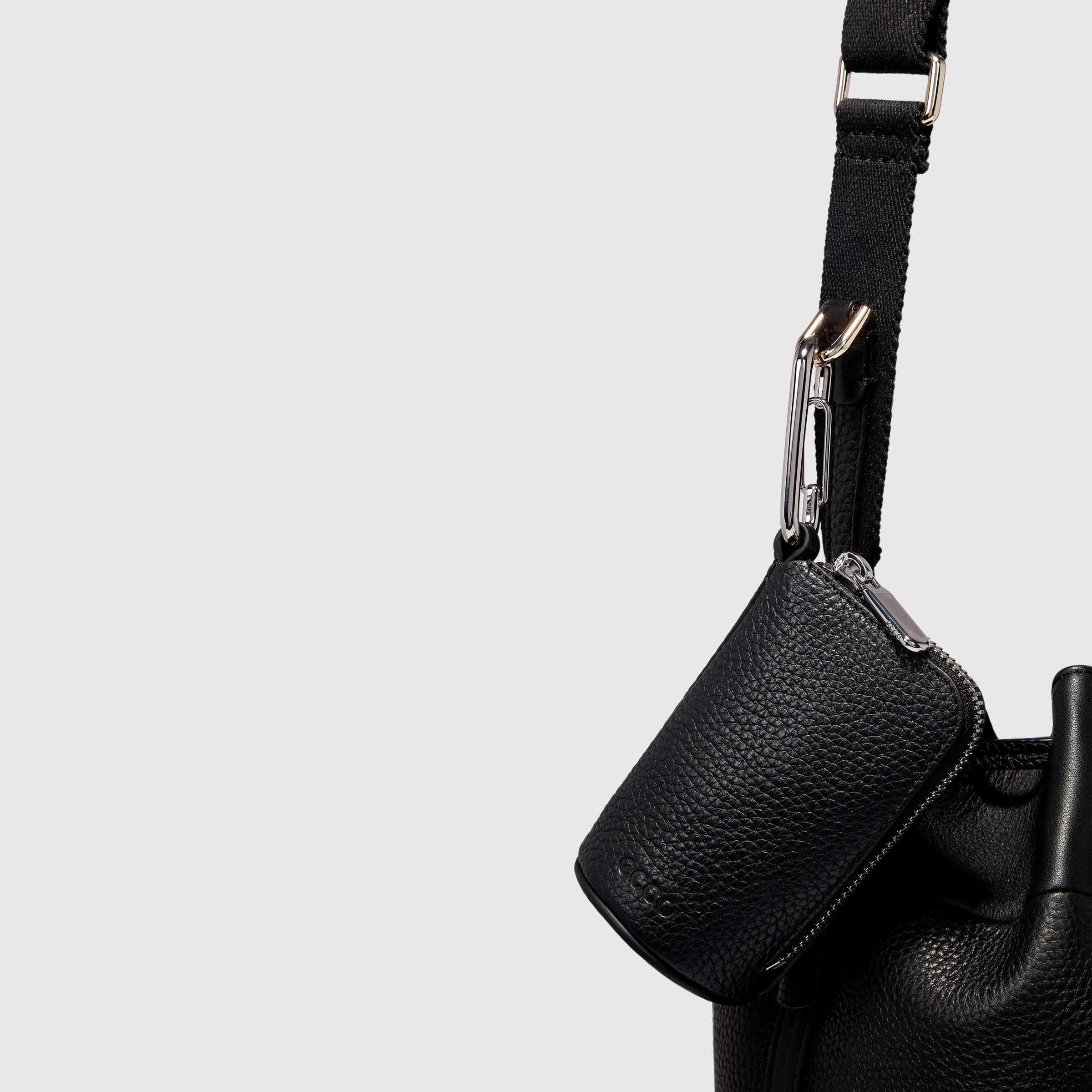 ECCO® Textureblock Leather Bucket Bag - Black - Detail-2