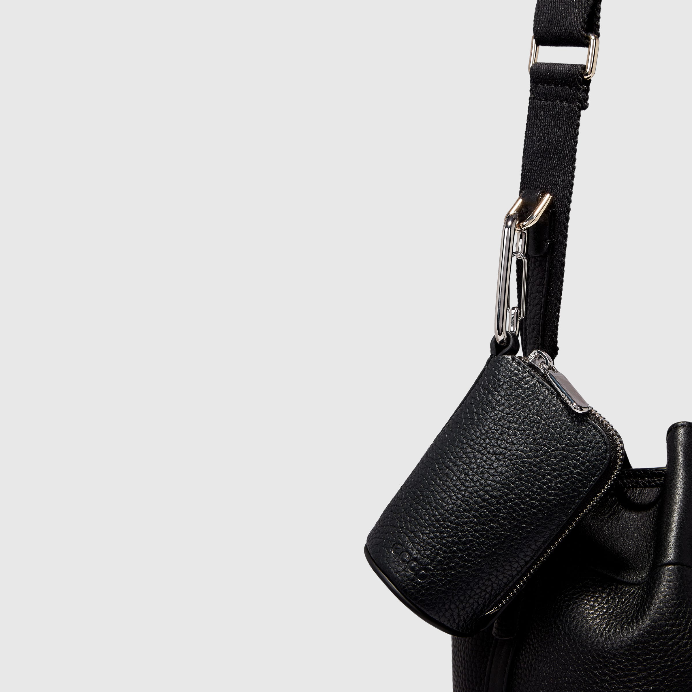 ECCO® Textureblock Leather Bucket Bag - Black - Detail-2