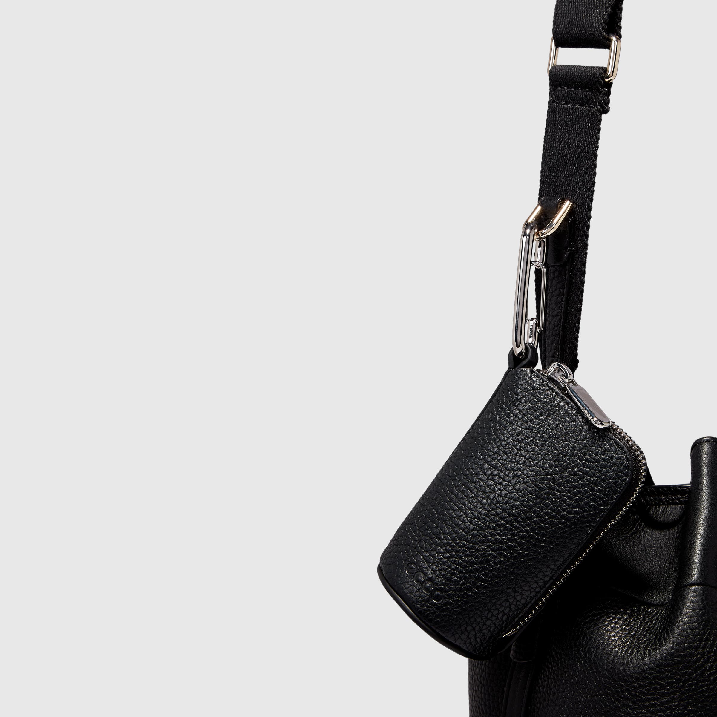 ECCO® Textureblock Leather Bucket Bag - Black - Detail-2