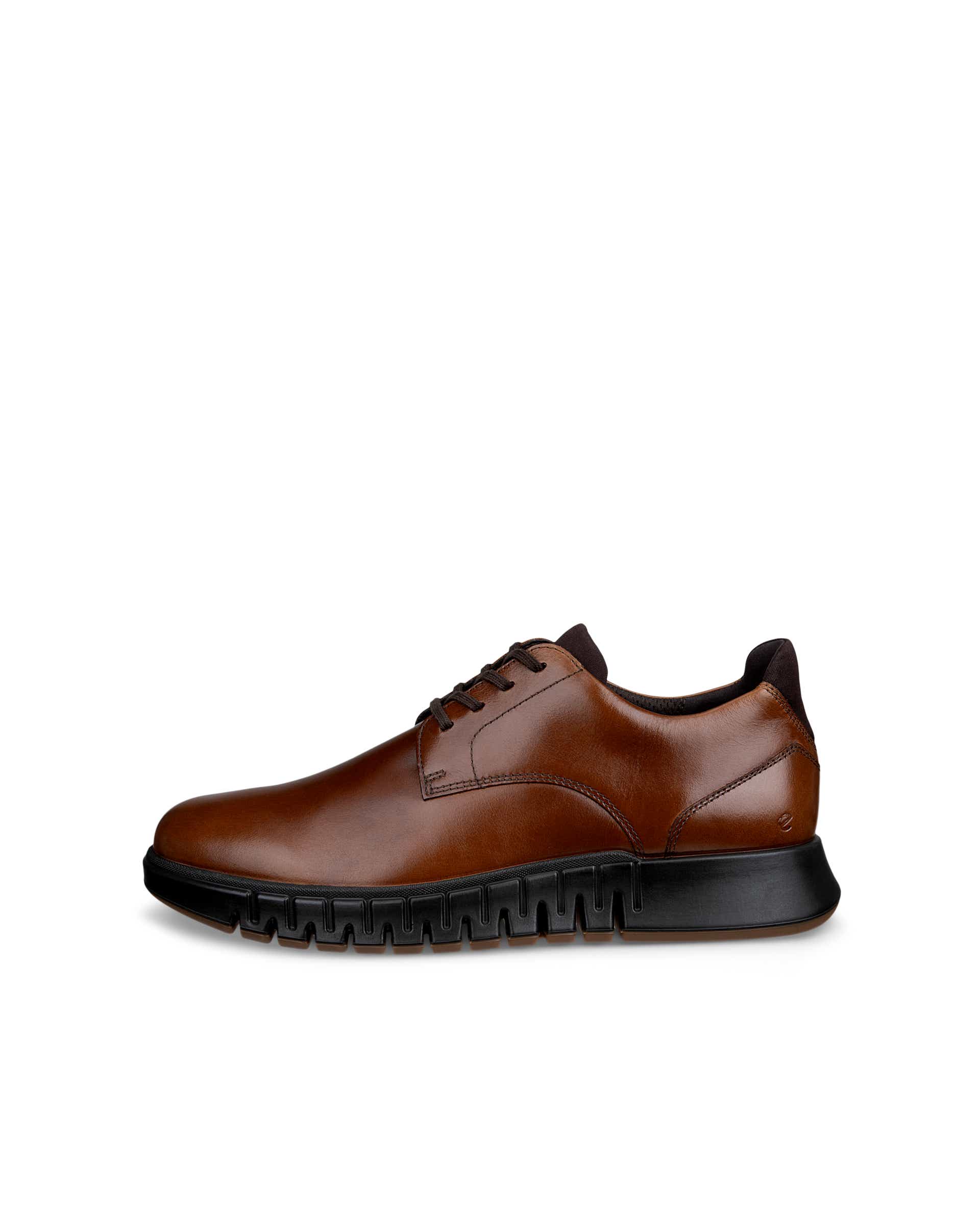Men's ECCO® GRUUV STUDIO Leather Derby Shoe - Brown - Outside