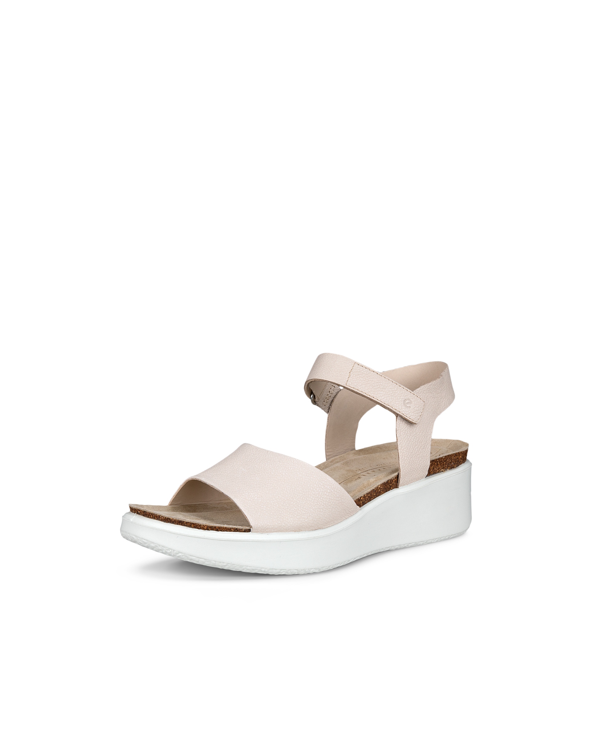 ECCO Flowt Wedge ウィメンズ レザーコルクヒールウェッジソールサンダル - ベージュ - Main