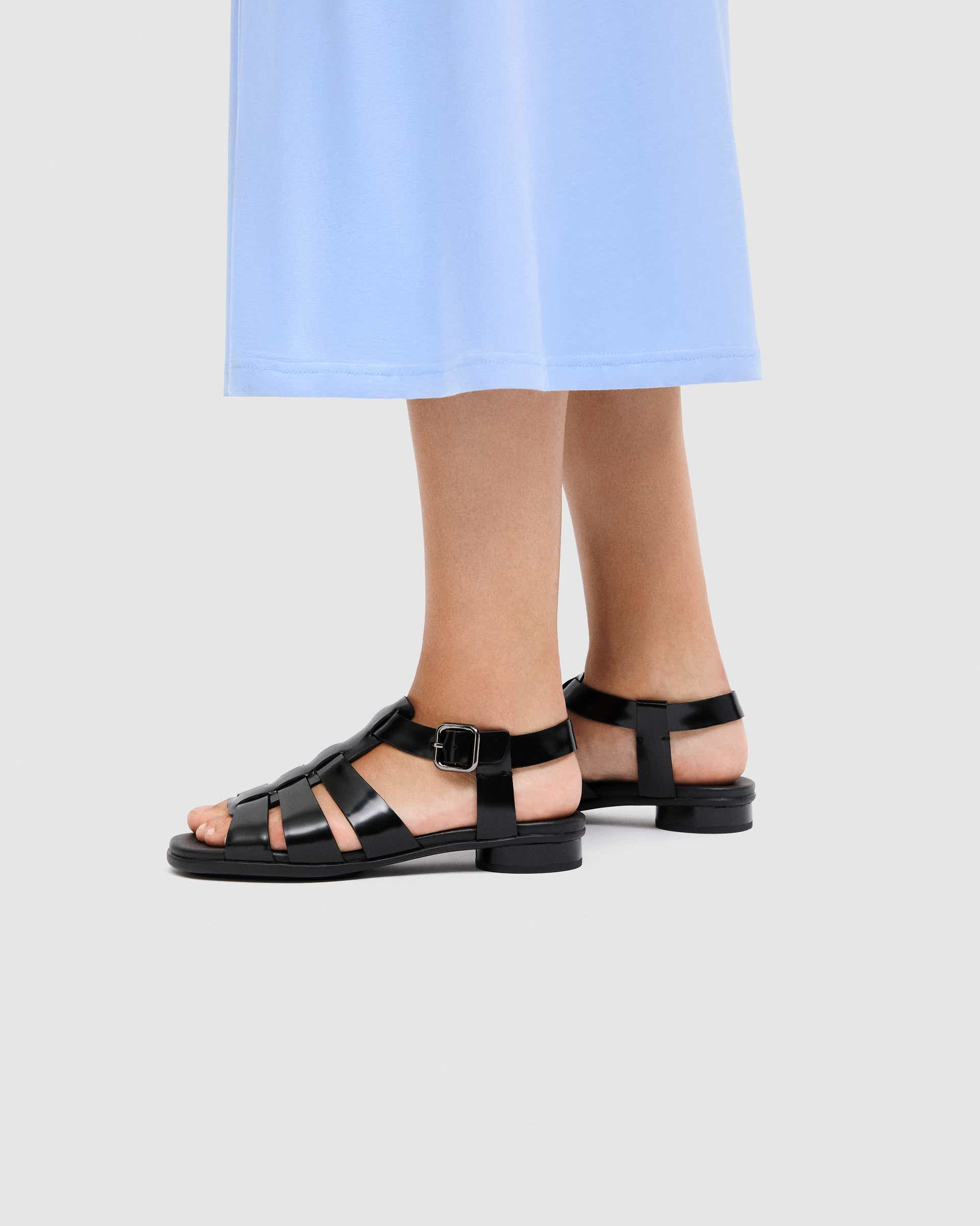 Women's ECCO® Sculpted Alba 25 Leather Fisherman Sandal - Black - Lifestyle image-1